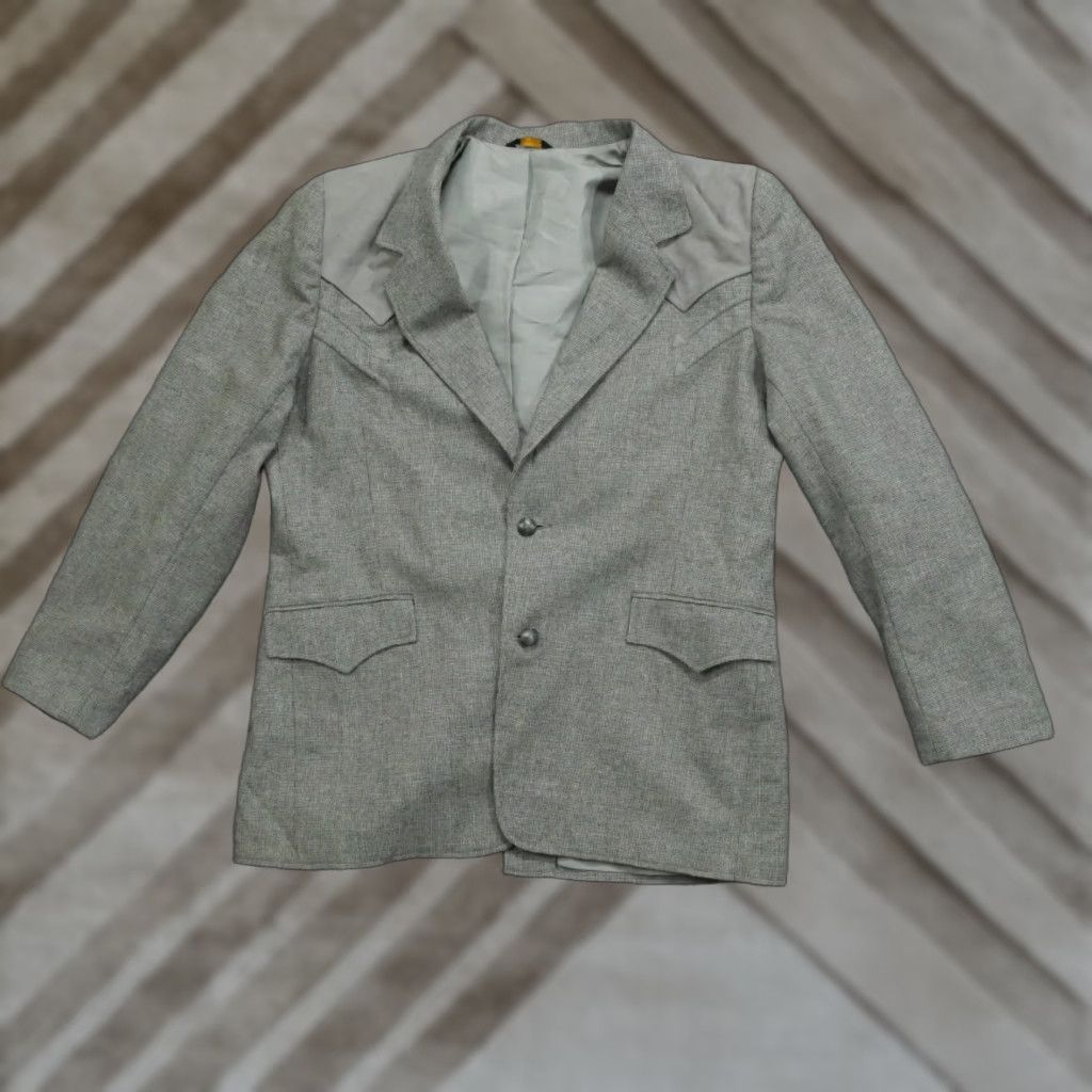 VINTAGE Pioneer Wear Jacket Blazer 44L 44 Long Grey Wool Blend Mens