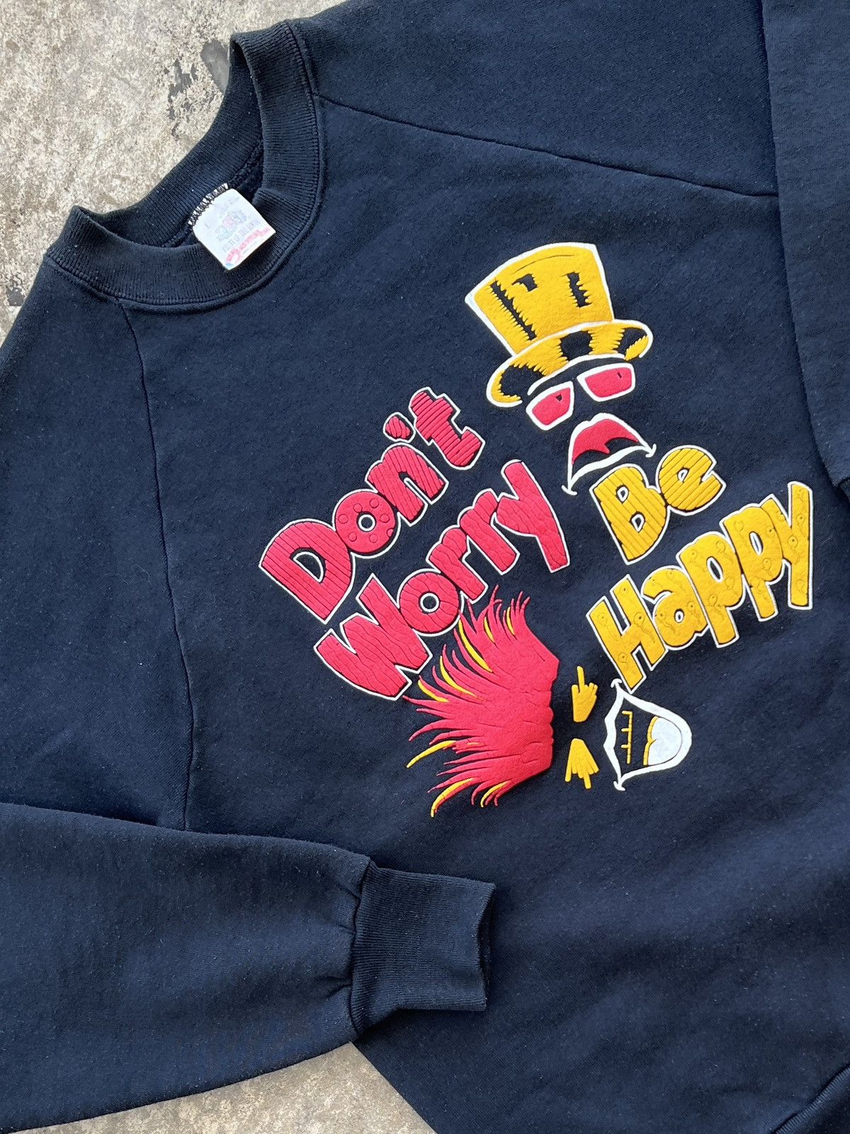 Vintage Vintage 90s Don't Worry Be Happy Crewneck Large Size US L / EU 52-54 / 3 - 1 Thumbnail