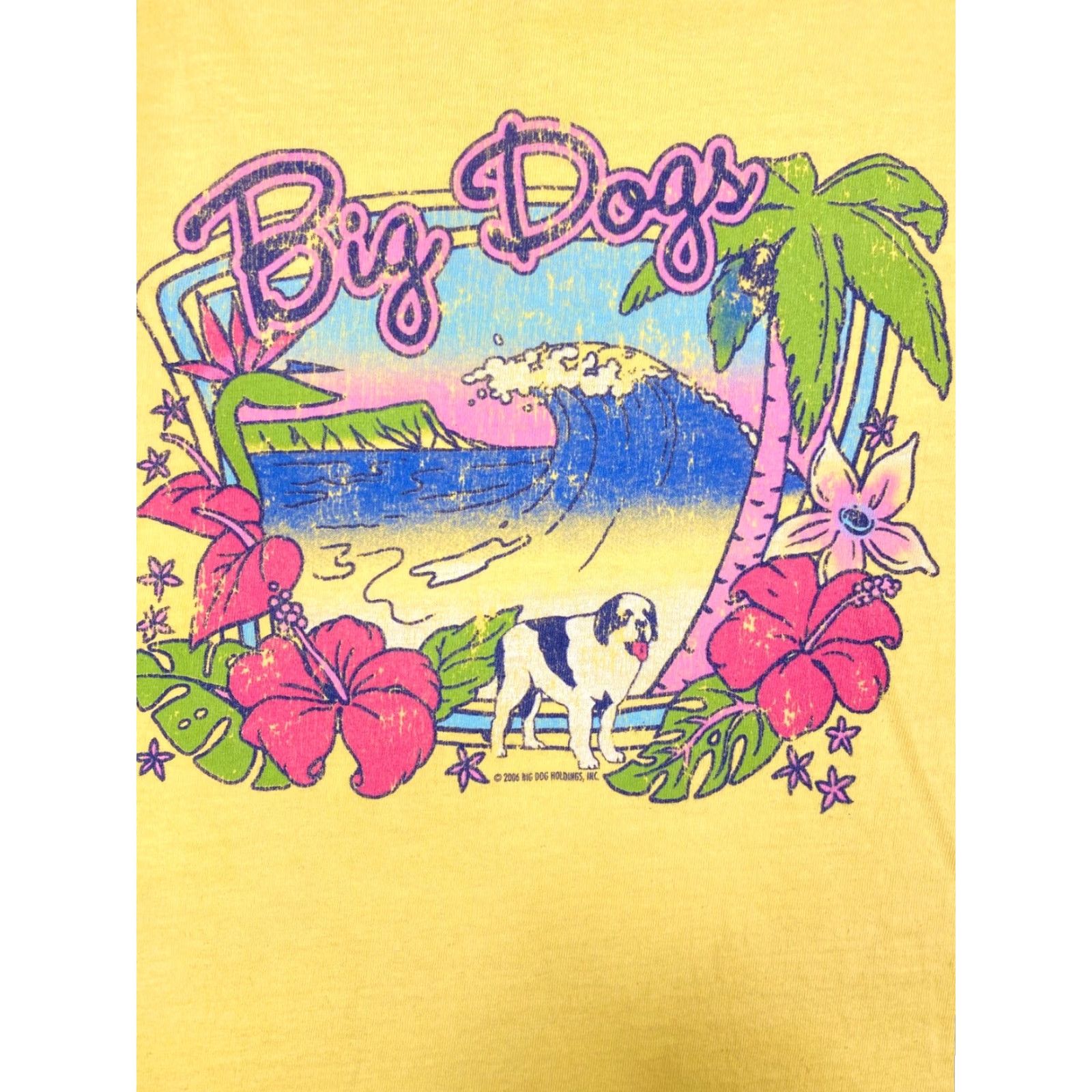 Big Dogs Big Dogs T-Shirt Mens XL Crew Neck Short Sleeve Yellow Beach Dog Hawaiian Solid Knit 100% Cotton Size US XL / EU 56 / 4 - 2 Thumbnail