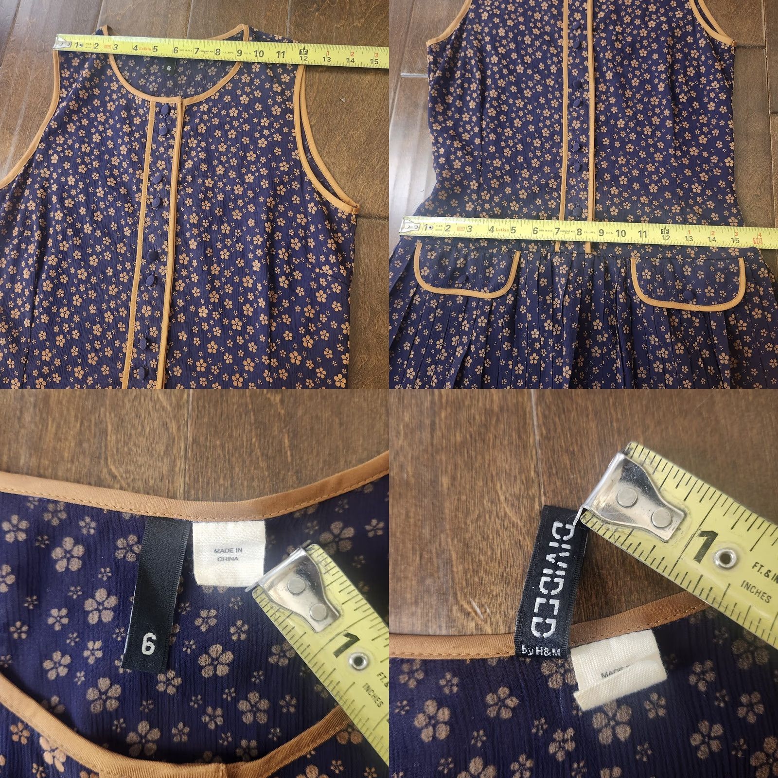 H&M H&M Dress Womens Size 6 Navy Floral Pleated Fit Flare Sleeveless Pockets Dress Size M / US 6-8 / IT 42-44 - 9 Thumbnail