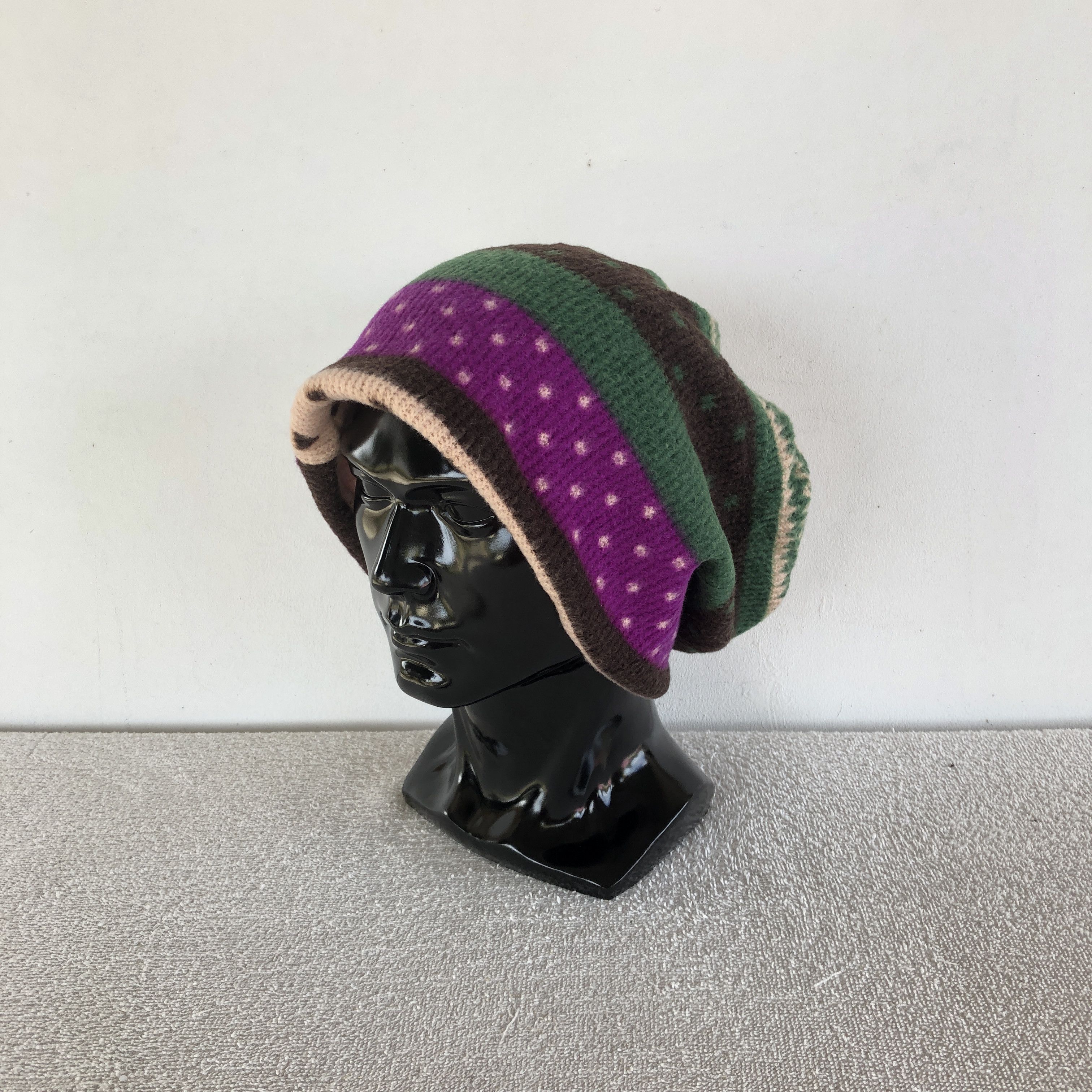 Japanese Brand Vintage 90s Unknown Cable Knit Earflap Beanie Snow Caps Hats Size ONE SIZE - 1 Thumbnail
