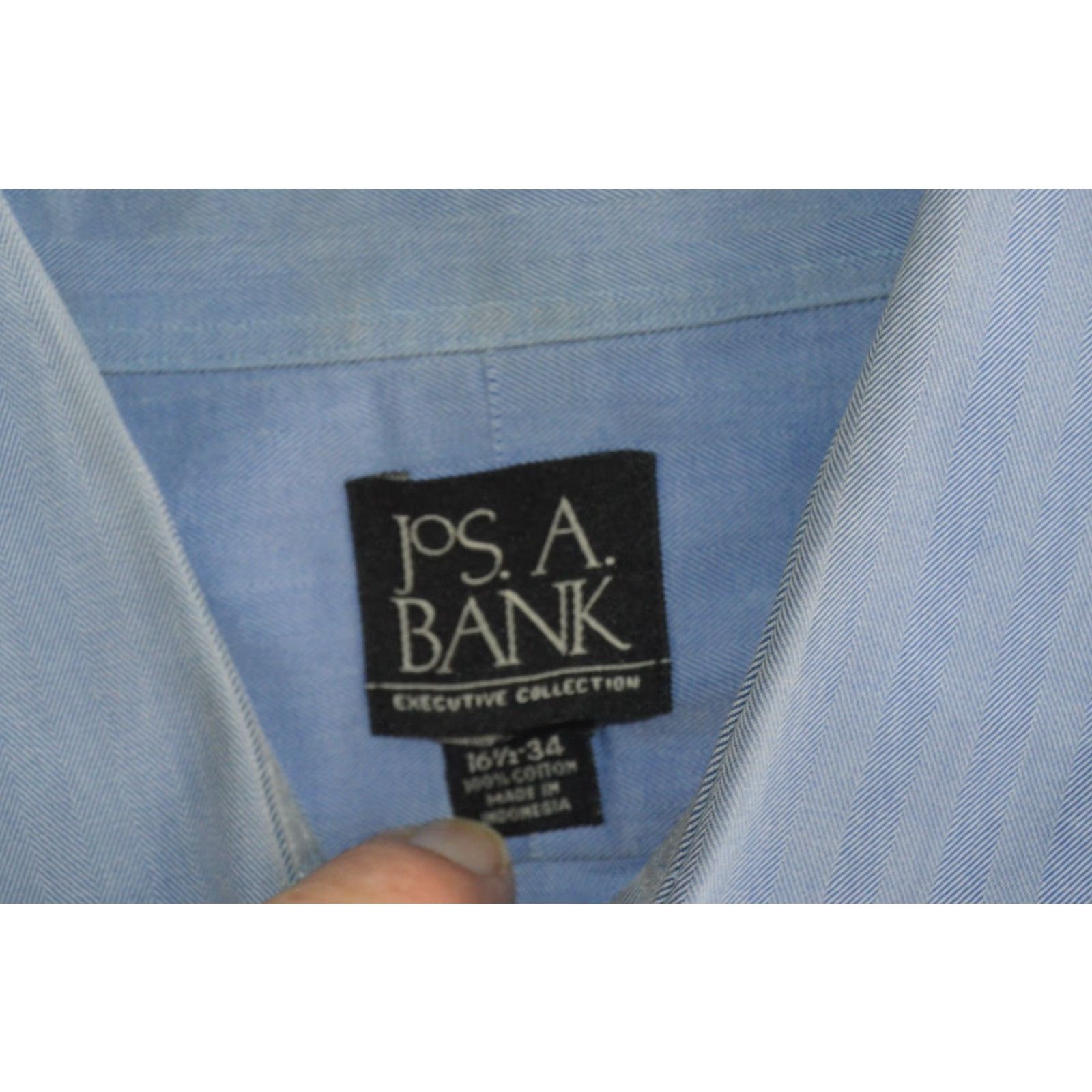 Jos. A. Bank Jos. A. Bank Mens Dress Shirt 16.5 34 Blue 100% Cotton Button Up Size 46R - 3 Thumbnail