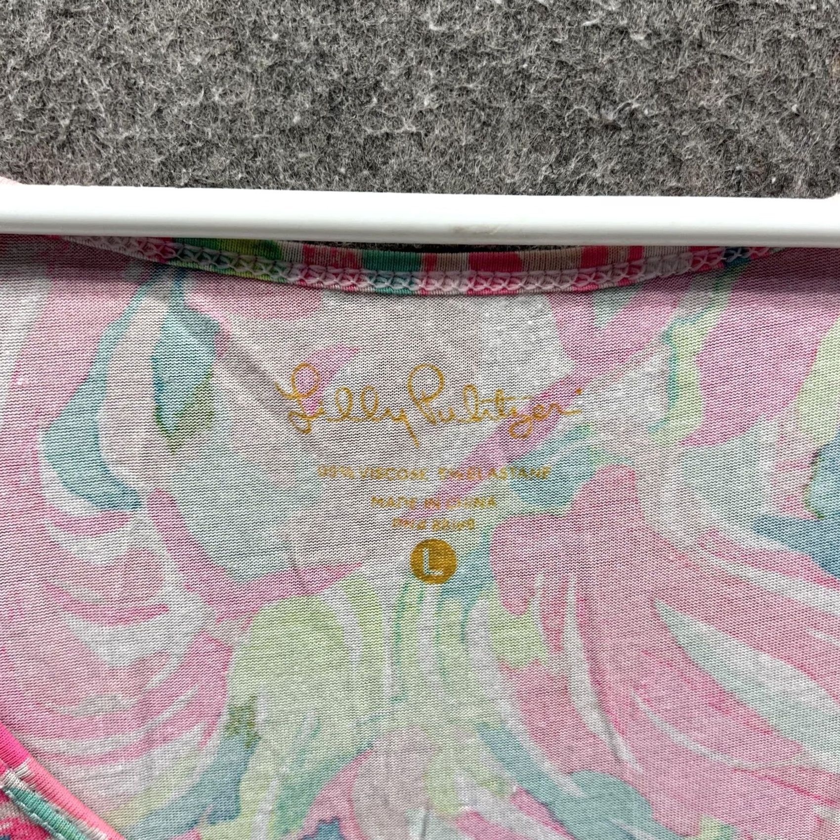 Lilly Pulitzer Lilly Pulitzer Tank Top Womens Large Pink Geometric Scoop Neck Jersey Print Size L / US 10 / IT 46 - 2 Thumbnail