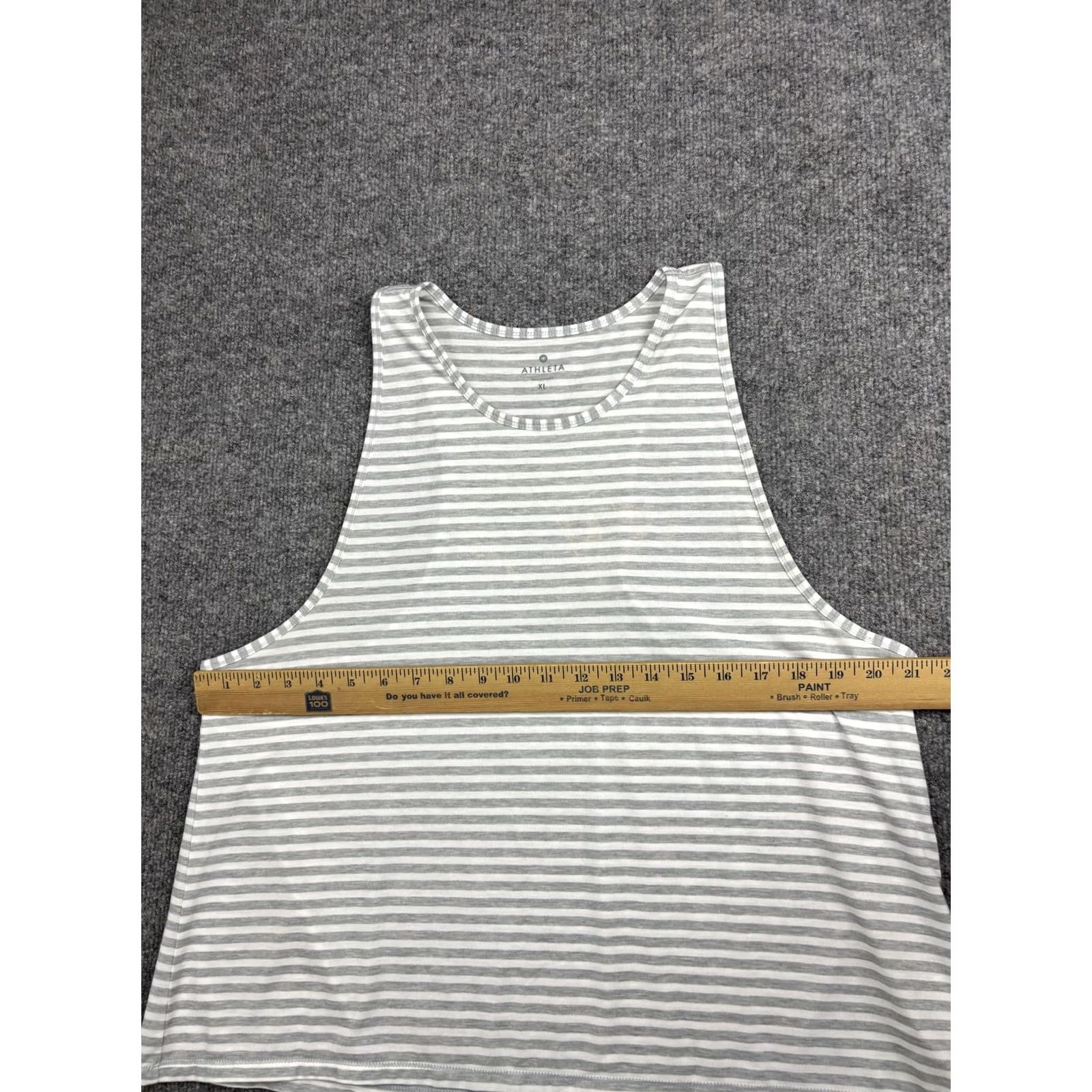 Athleta Athleta Tank Top Womens XL Gray White Striped Cropped Muscle Workout Shirt Size XL / US 12-14 / IT 48-50 - 3 Thumbnail