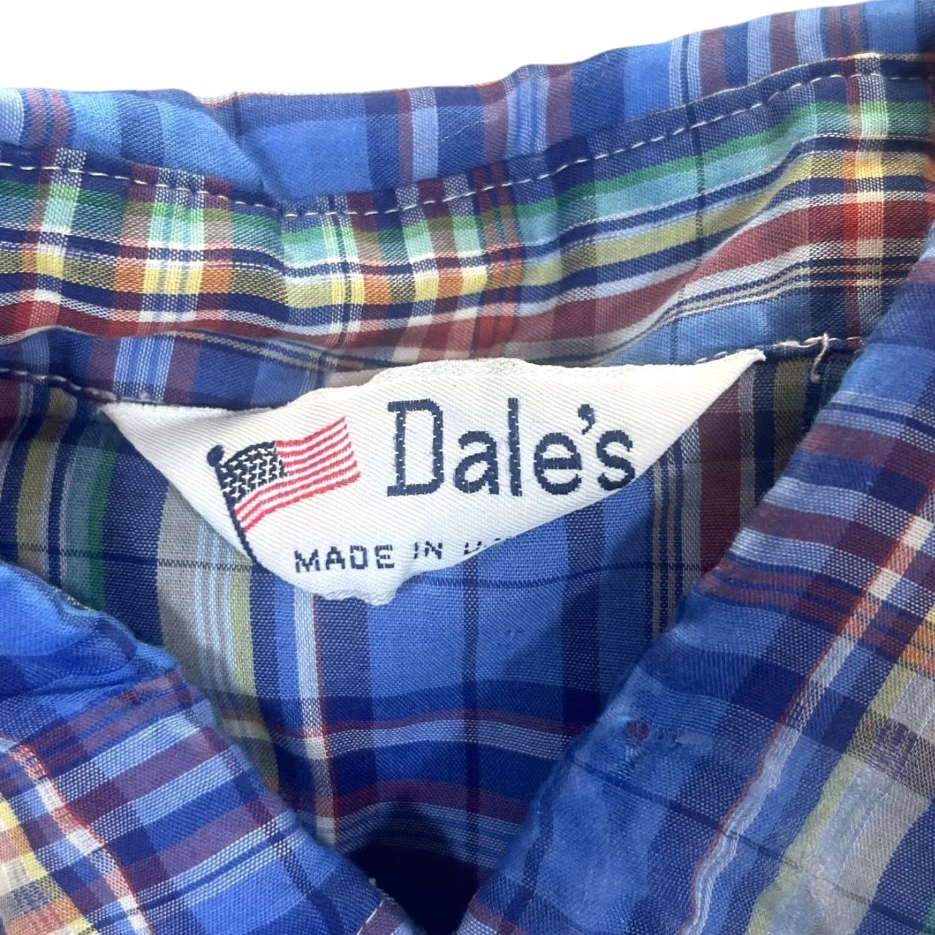 Vintage VINTAGE Dale's Made In USA Cowboy Western Plaid Check Pearl Snap Popper Shirt Medium Men Blue/Turquoise 90s Cohesive Western Theme Mens Size US M / EU 48-50 / 2 - 2 Thumbnail