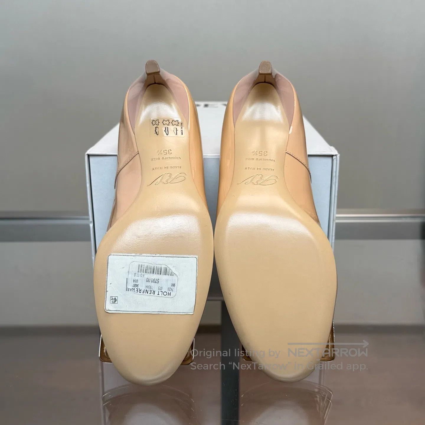 Roger Vivier Roger Vivier Square-toed, nude-colored painted leather hig Size US 5 / IT 35 - 7 Thumbnail