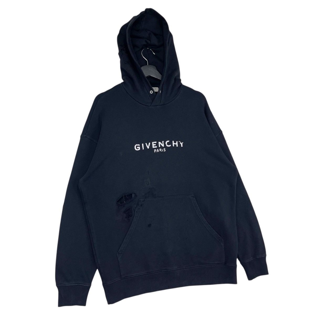 Givenchy Givenchy Paris Black Distressed Sweatshirt Hoodie Size US M / EU 48-50 / 2 - 3 Thumbnail