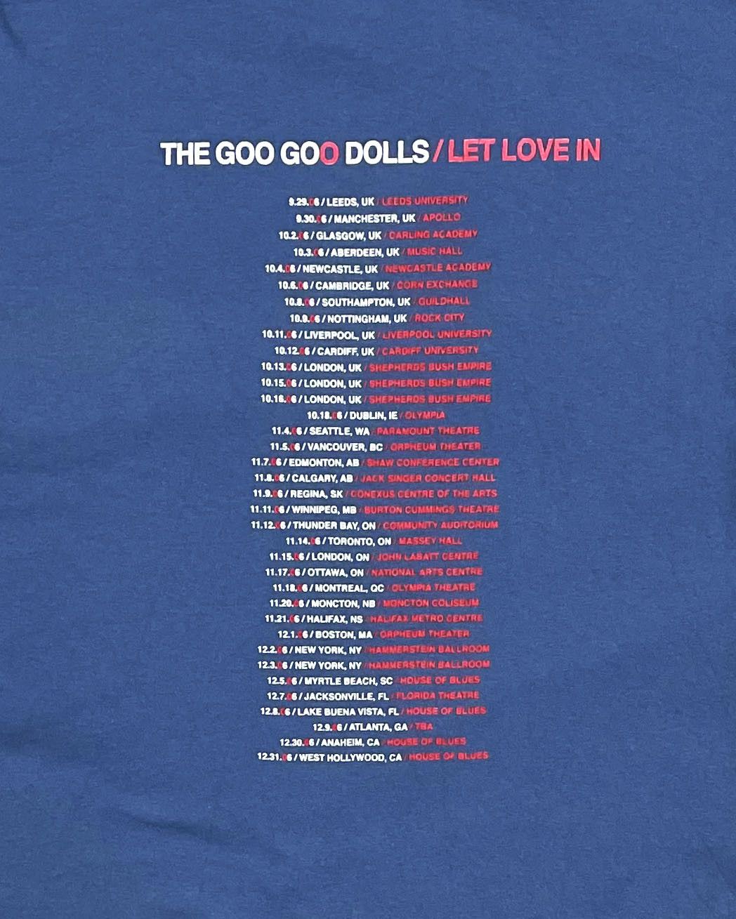Band Tees Goo Goo Dolls Let Love In Tour 2006 Tshirt Size US M / EU 48-50 / 2 - 4 Thumbnail