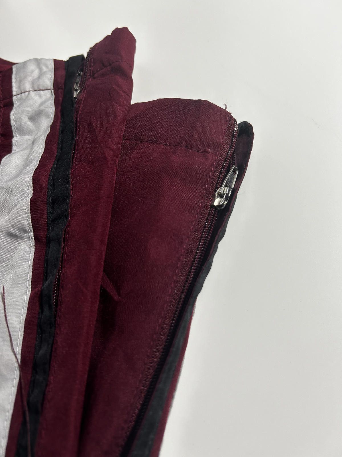 Designer Rawlings Burgundy Track Pants with Silver Stripes Size US 32 / EU 48 - 3 Thumbnail