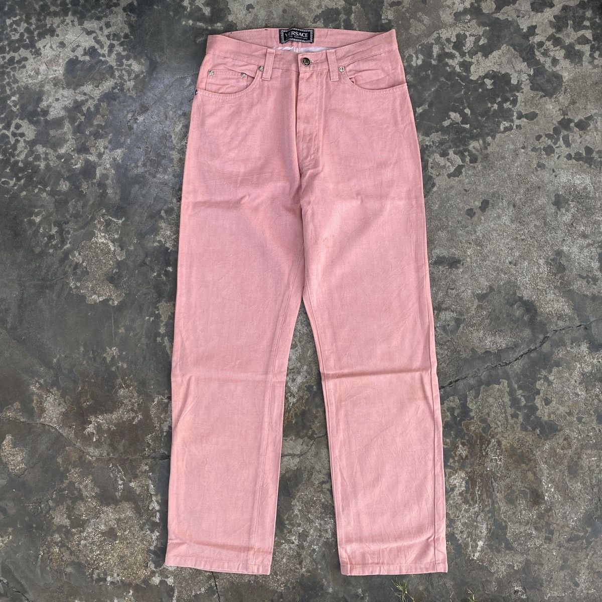 Versace × Versace Jeans Couture Versace Jeans Signature Soft Pink Denim Pants Size US 27 - 1 Thumbnail