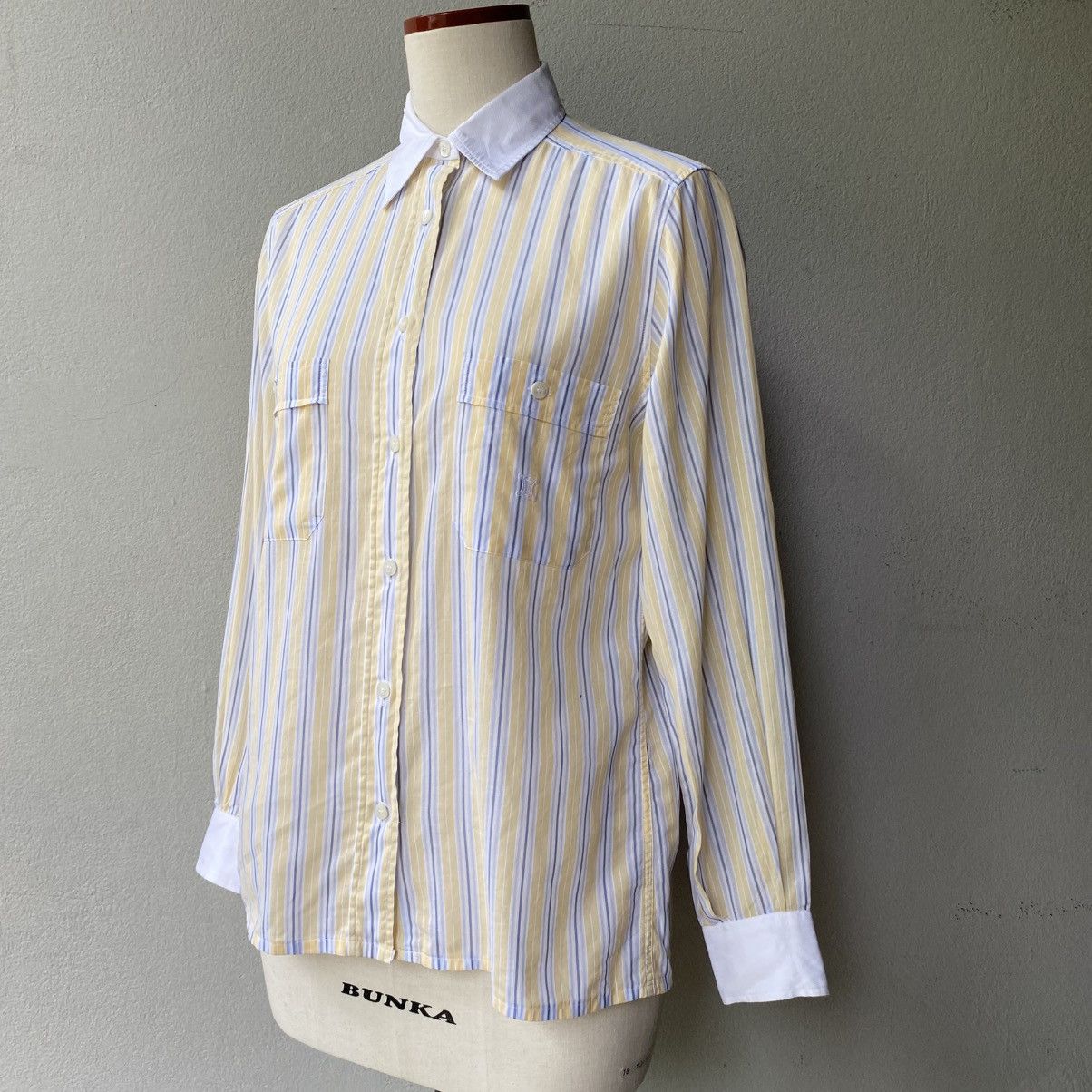 Celine Celine Yellow Striped Shirt with White Collar Size XS / US 0-2 / IT 36-38 - 3 Thumbnail