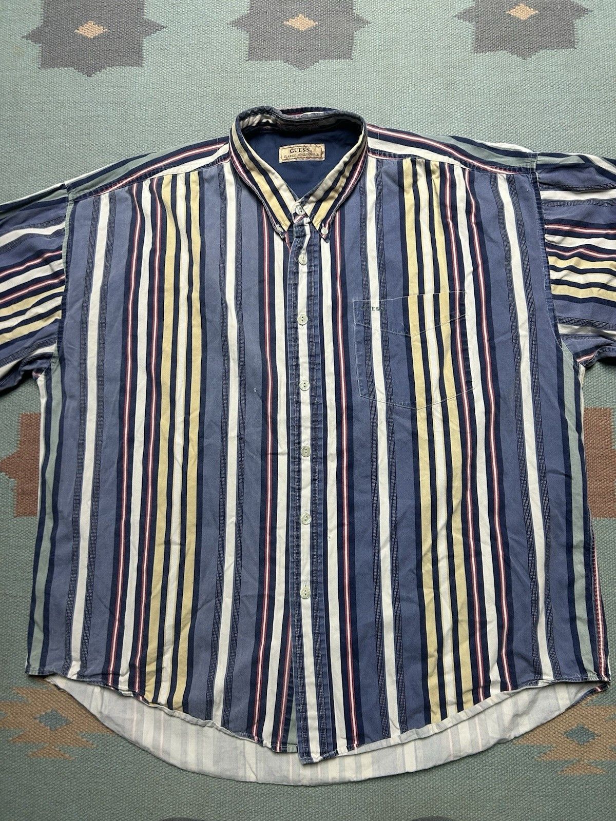 Vintage Vintage button shirt Guess vertical striped cotton soft XL Size US XL / EU 56 / 4 - 2 Thumbnail