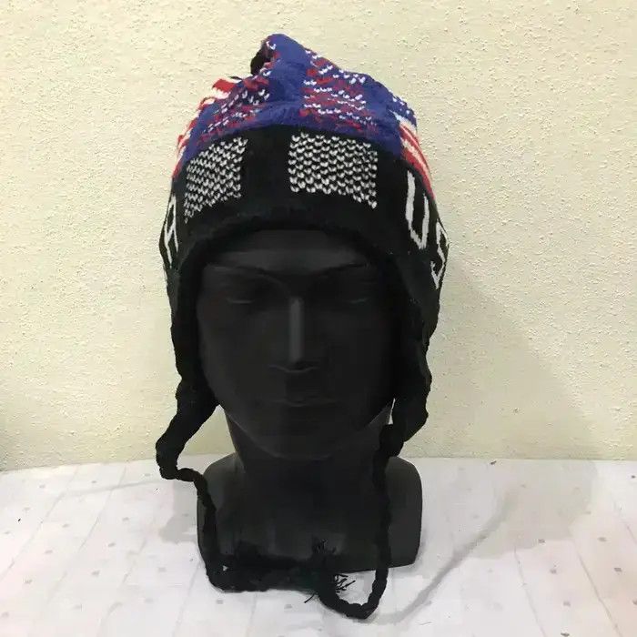 Vintage USA Overprint Knit Beanie Hat Size ONE SIZE - 3 Thumbnail