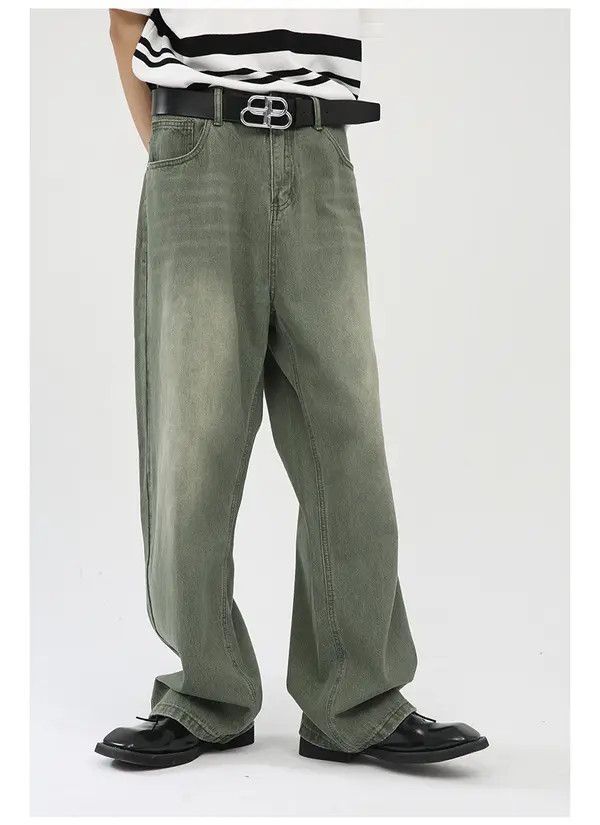 VIBE Japanese retro green washed loose mid-rise jeans Size US 32 / EU 48 - 6 Thumbnail