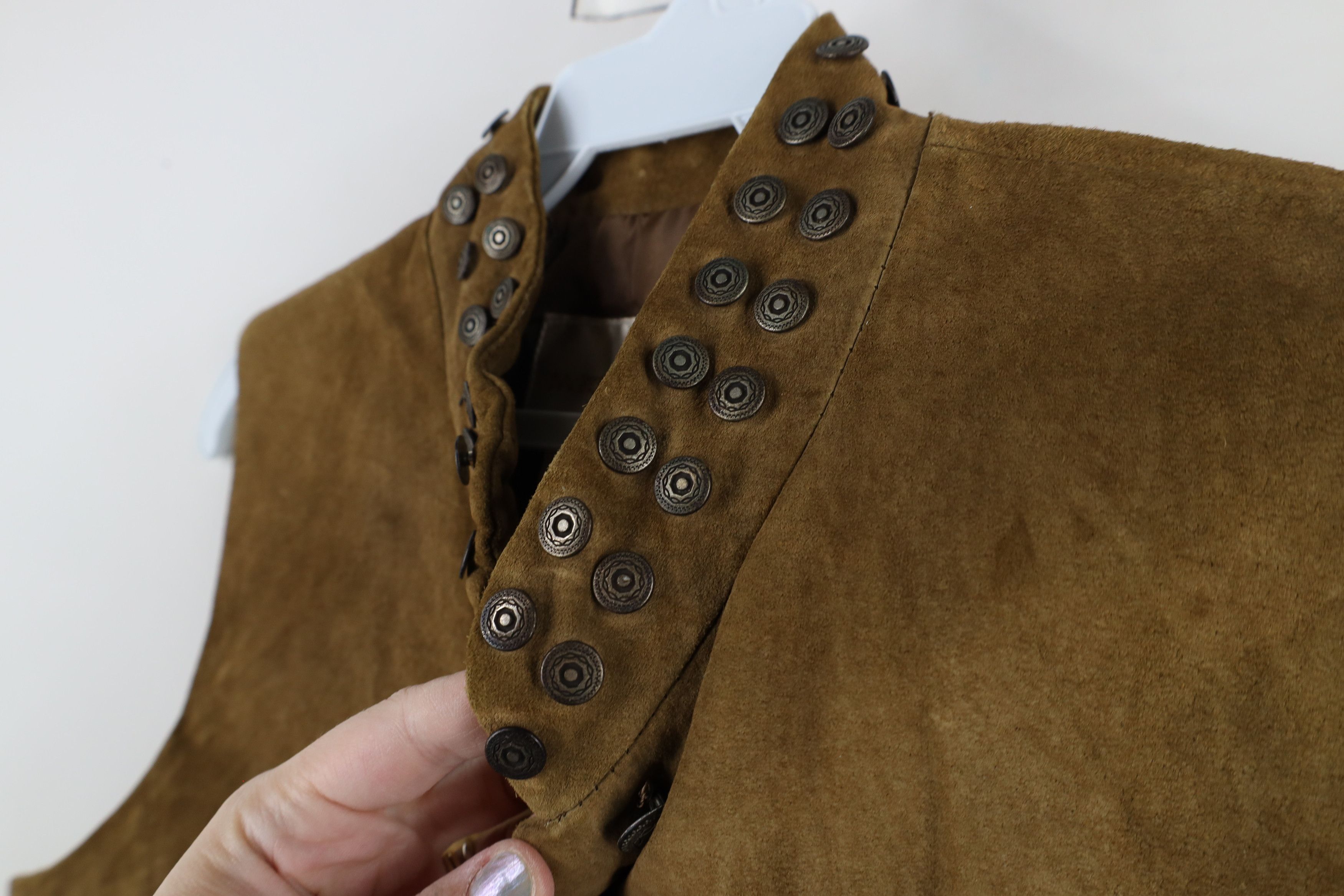 Vintage Vintage 90s Streetwear Suede Leather Military Style Vest Size S / US 4 / IT 40 - 8 Thumbnail