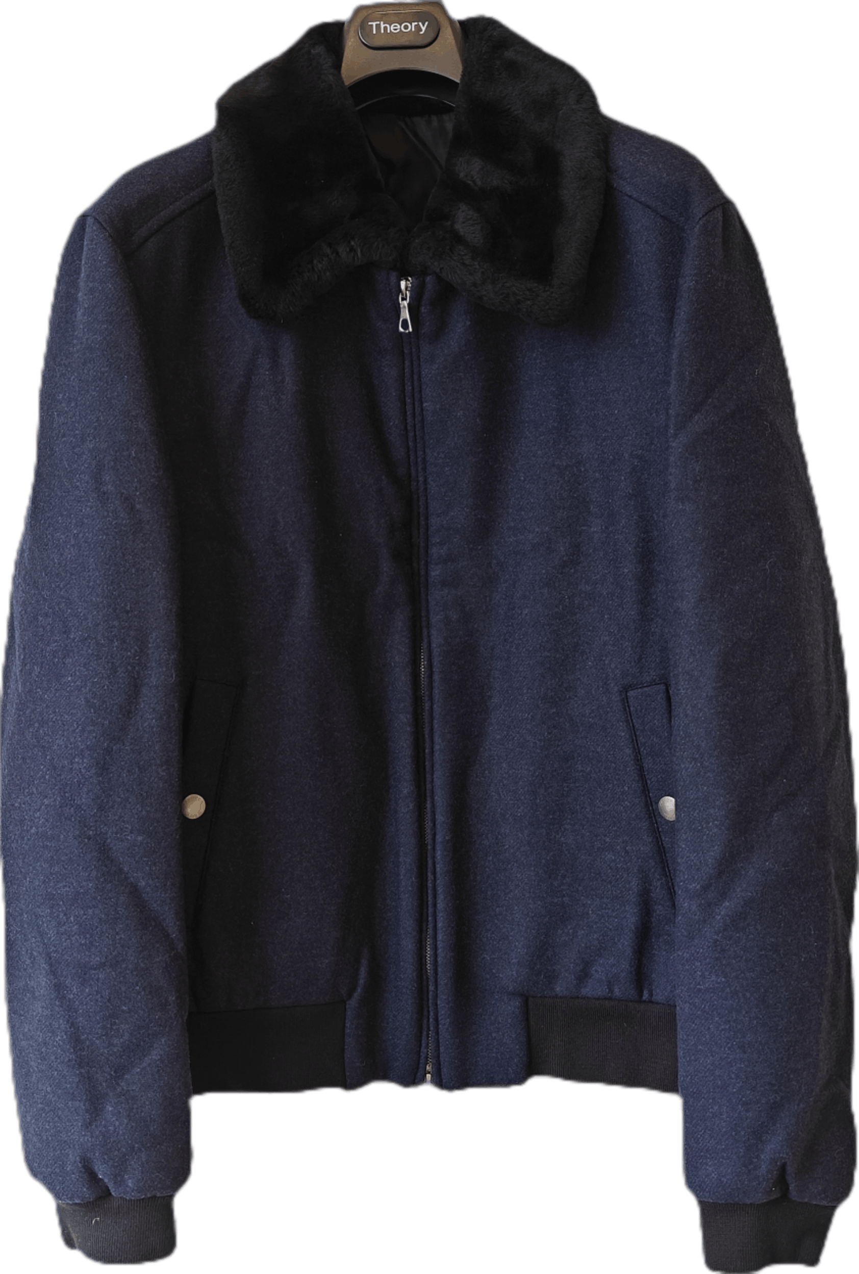 Proper Cloth made in Italy navy flight jacket wool riri zips Size US L / EU 52-54 / 3 - 1 Thumbnail