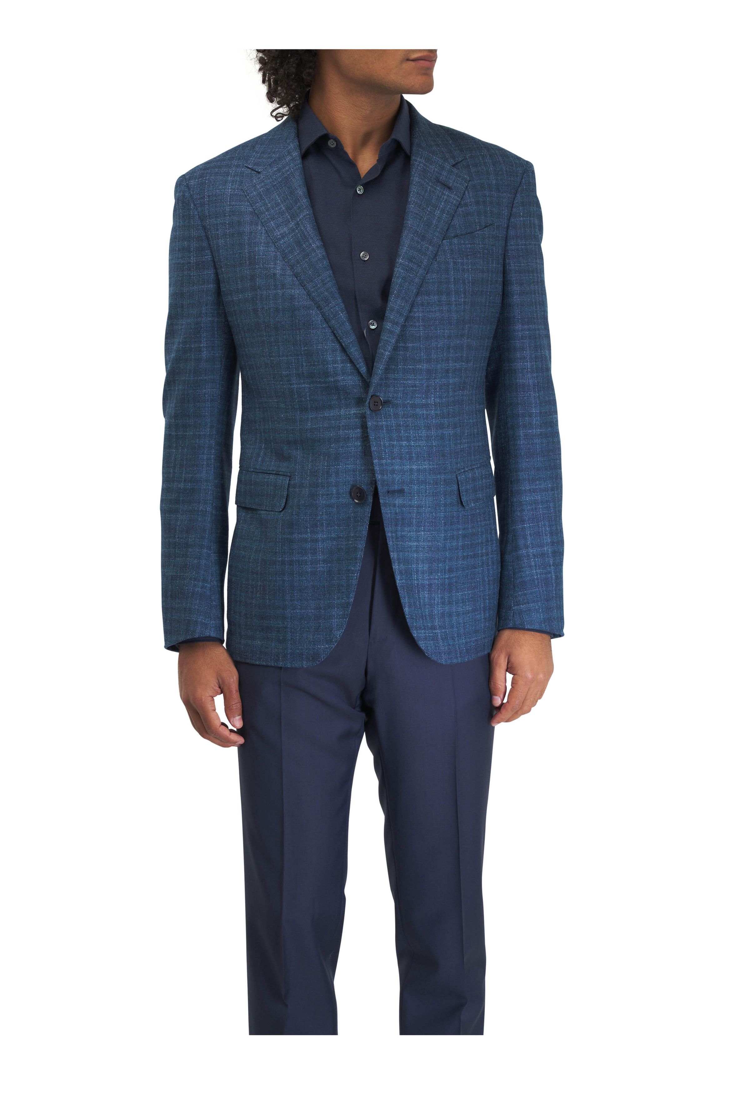Z Zegna o1mtch0225 Tonal Plaid Sportcoat in Light Blue Size US S / EU 44-46 / 1 - 4 Thumbnail