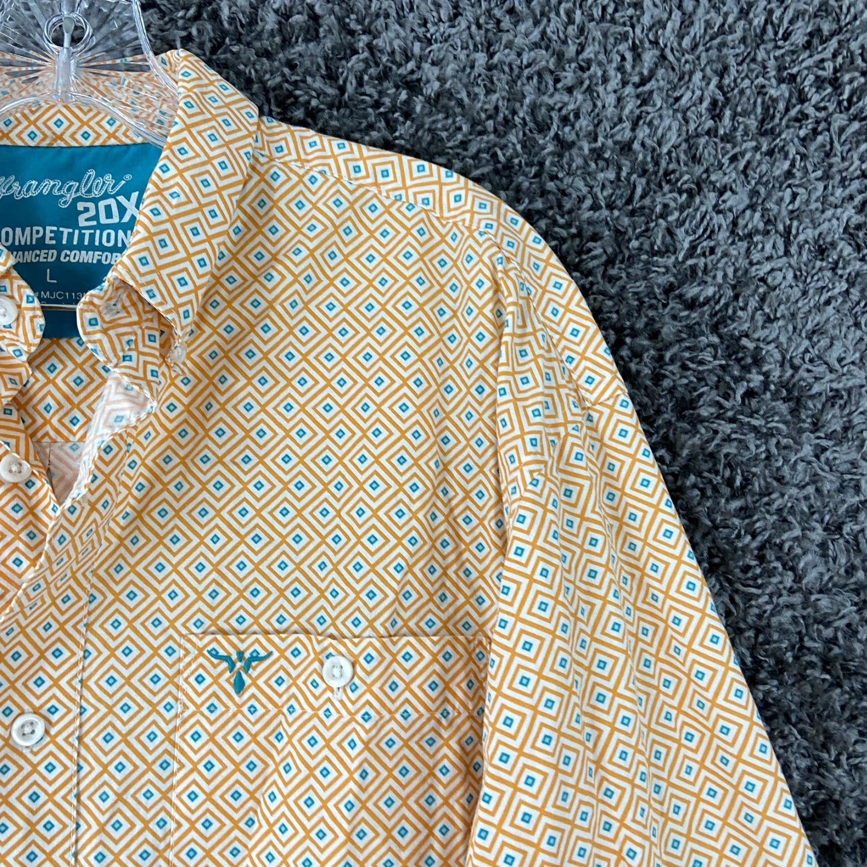 Wrangler VINTAGE Wrangler 20X Competition Advance Comfort Button-Up Shirt Men Long Sleeve L Yellow Men Size US L / EU 52-54 / 3 - 5 Thumbnail