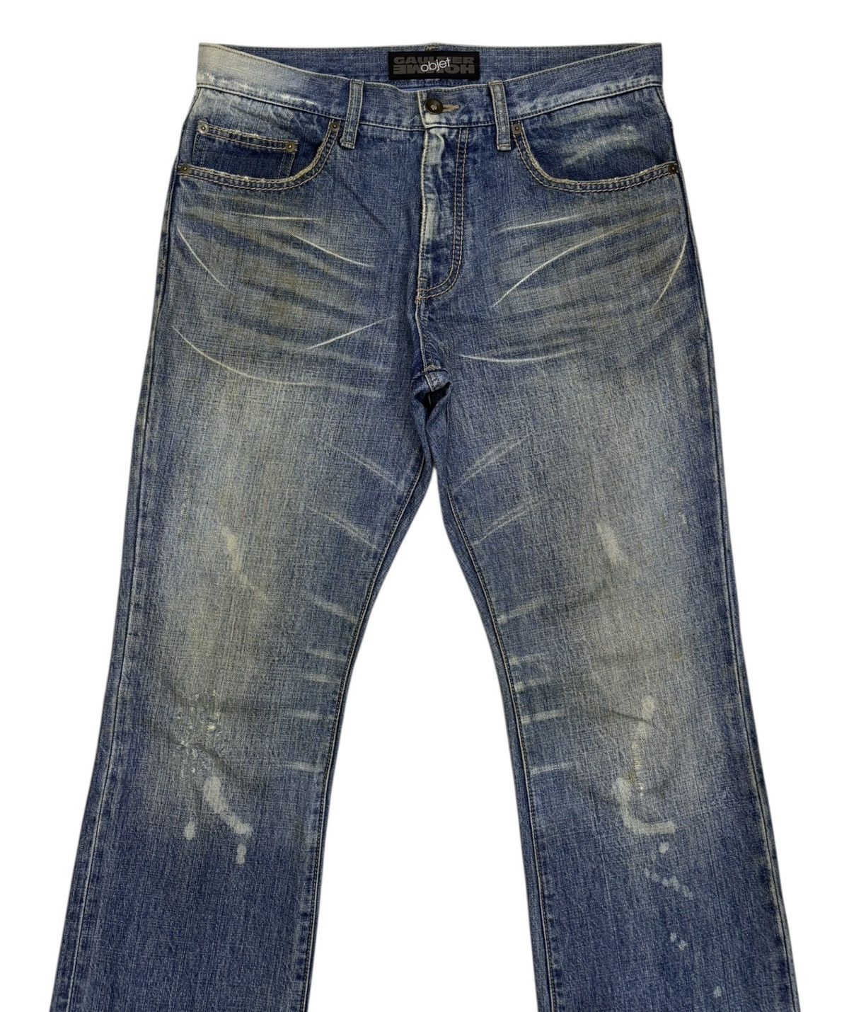 Gaultier Homme Objet × Jean Paul Gaultier Gaultier Homme Objet Custom Bleach Flare Distressed Denim Size US 34 / EU 50 - 5 Thumbnail
