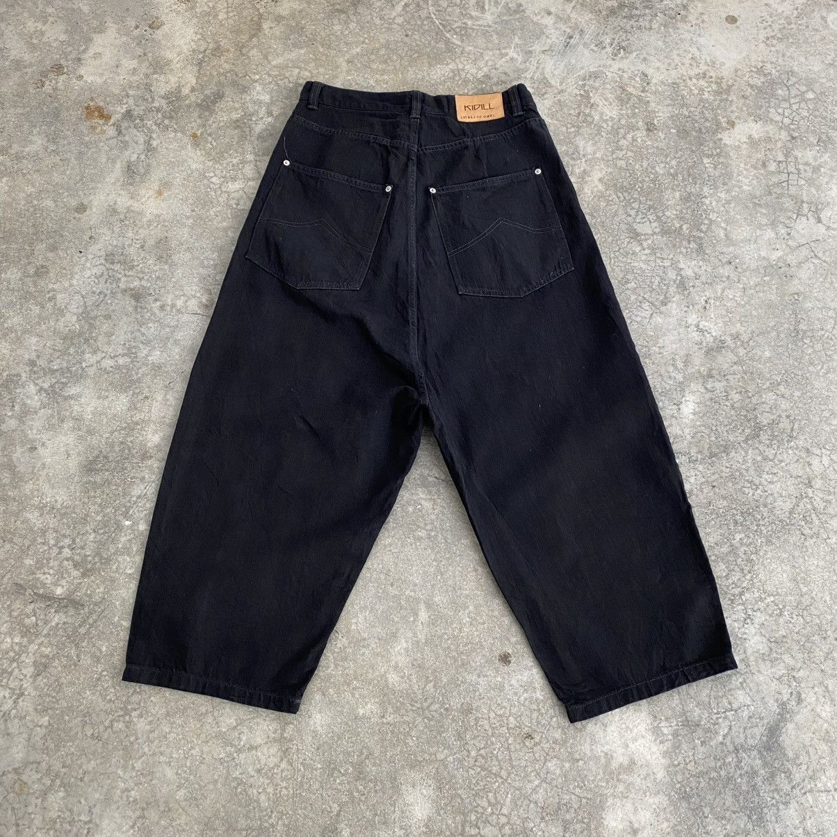 KIDILL KIDILL KL132 Black Drop Crotch Wide Cropped Denim Jeans Size US 30 / EU 46 - 7 Thumbnail