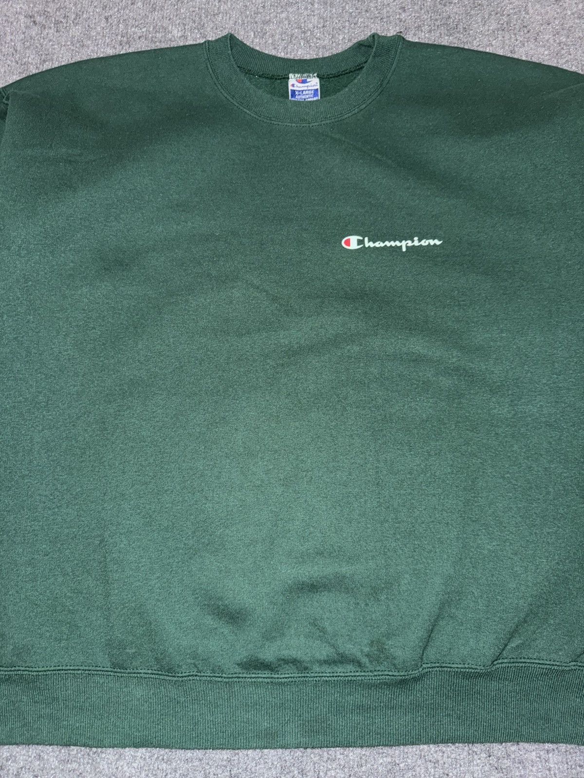 Champion Vintage Champion Forest Green Crewneck Sweatshirt Spell Out Size US XL / EU 56 / 4 - 2 Thumbnail