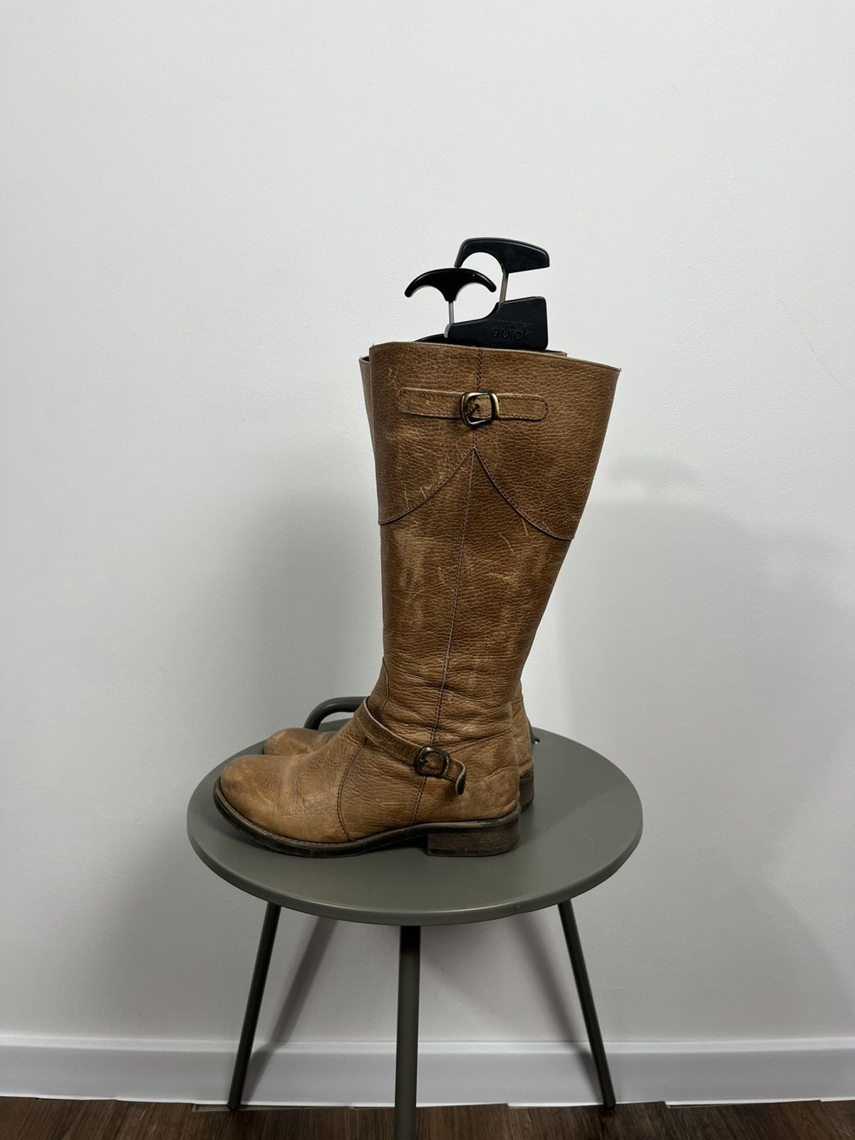 Other Brown Leather Tall Boots 37 Buckle Zip Riding Style Size US 6.5 / IT 36.5 - 9 Thumbnail