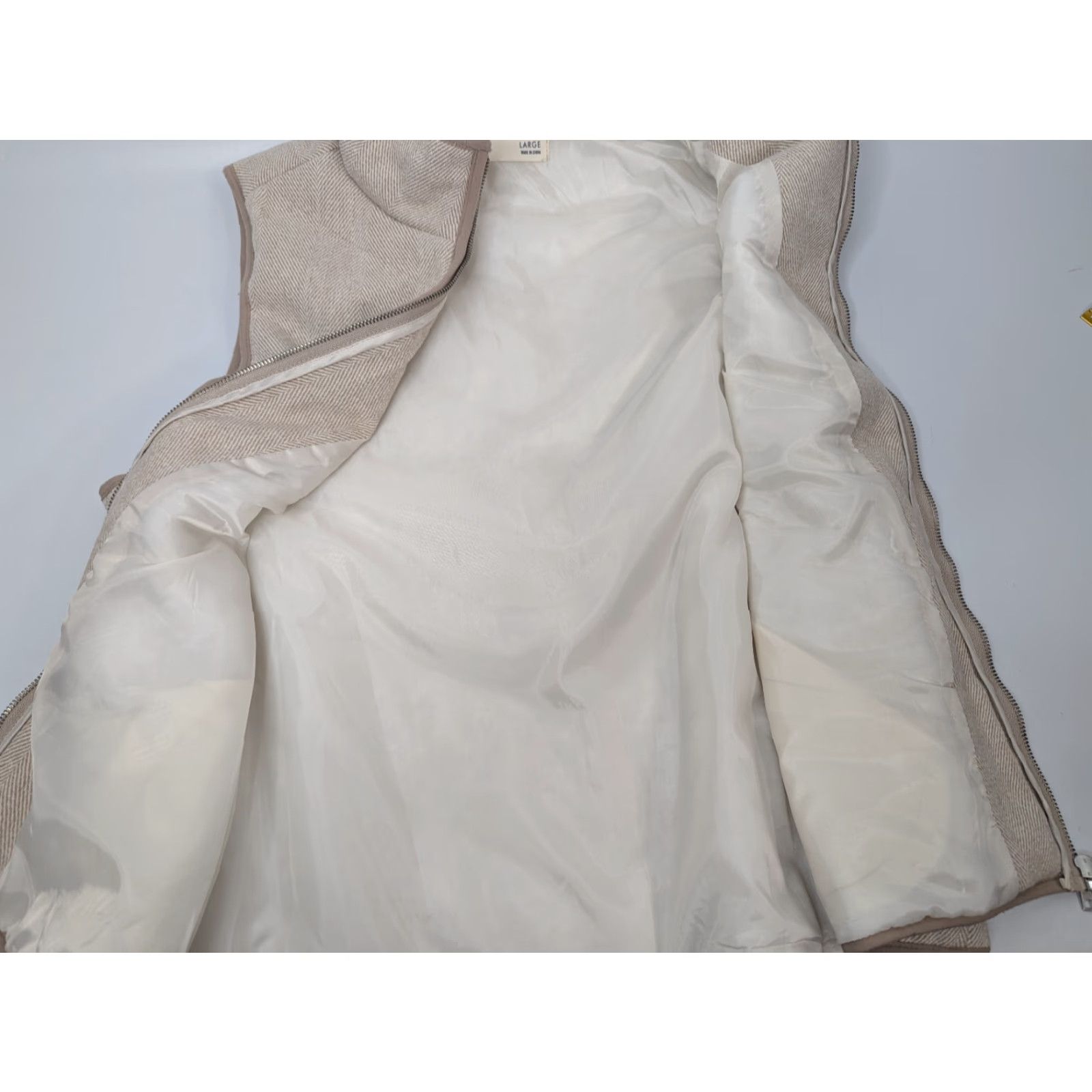 BKE VINTAGE BKE Vest Chevron Stripe Full Zip Tweed Insulated Cream Tan Beige Women's Large L Size L / US 10 / IT 46 - 7 Thumbnail