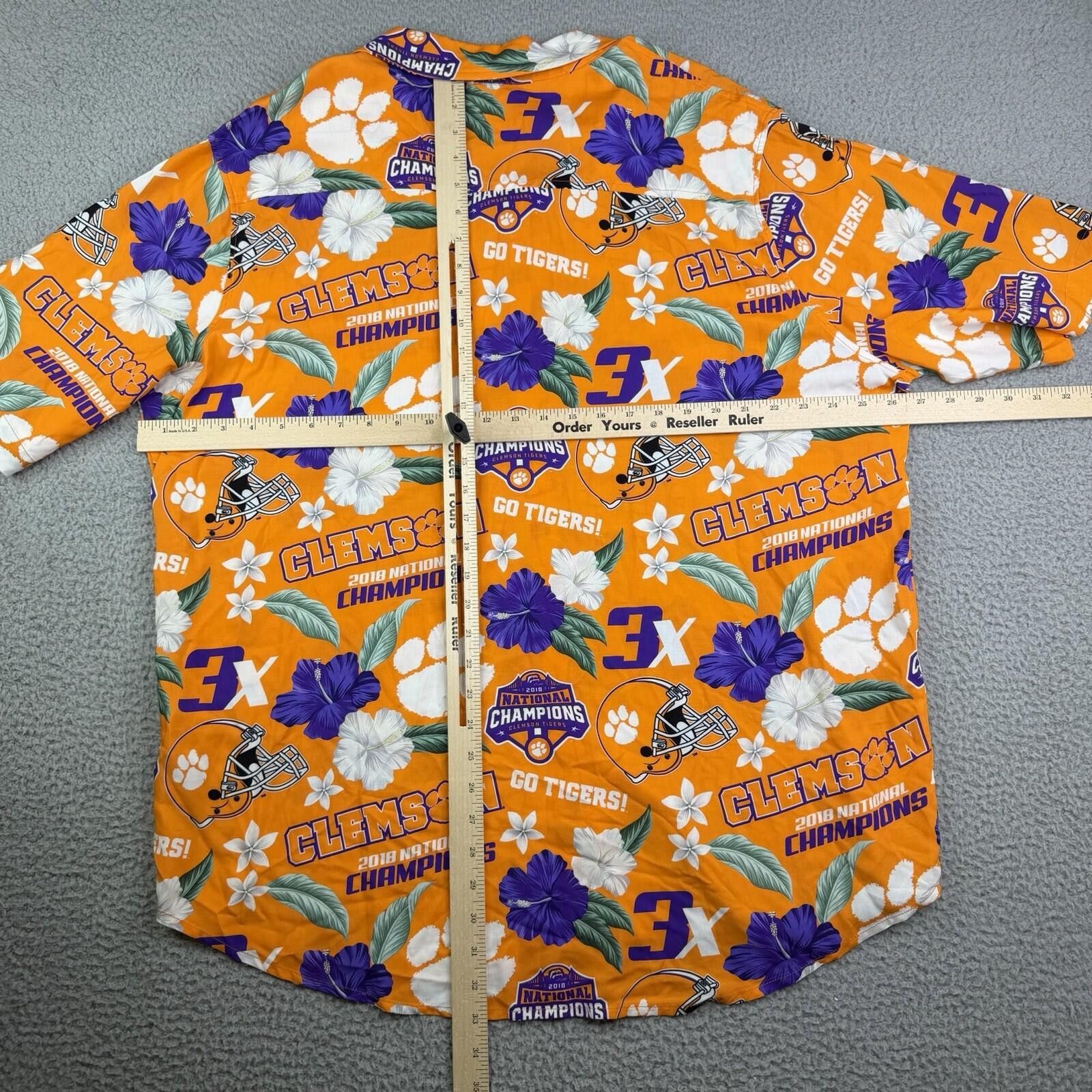 Champion Clemson Tigers Hawaiian 2XL Shirt Orange National Champions Size ONE SIZE - 5 Thumbnail