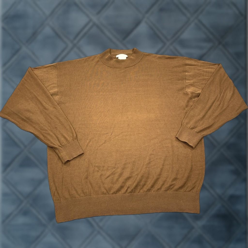 Vintage Va Bene Sweater Pullover Mens XL Brown Mock Neck Silk Cotton Lightweight Size US XL / EU 56 / 4 - 1 Thumbnail