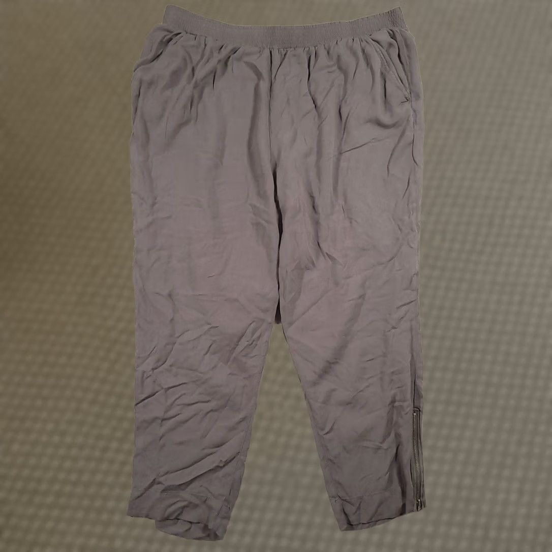 Soft Surroundings Soft Surroundings Pull On Pants Womens 1X Gray Lightweight Zip Ankle Side Pockets Tapered Bohemian Summer Spring Fall Ladies Mens Size 40" / US 18 - 1 Thumbnail