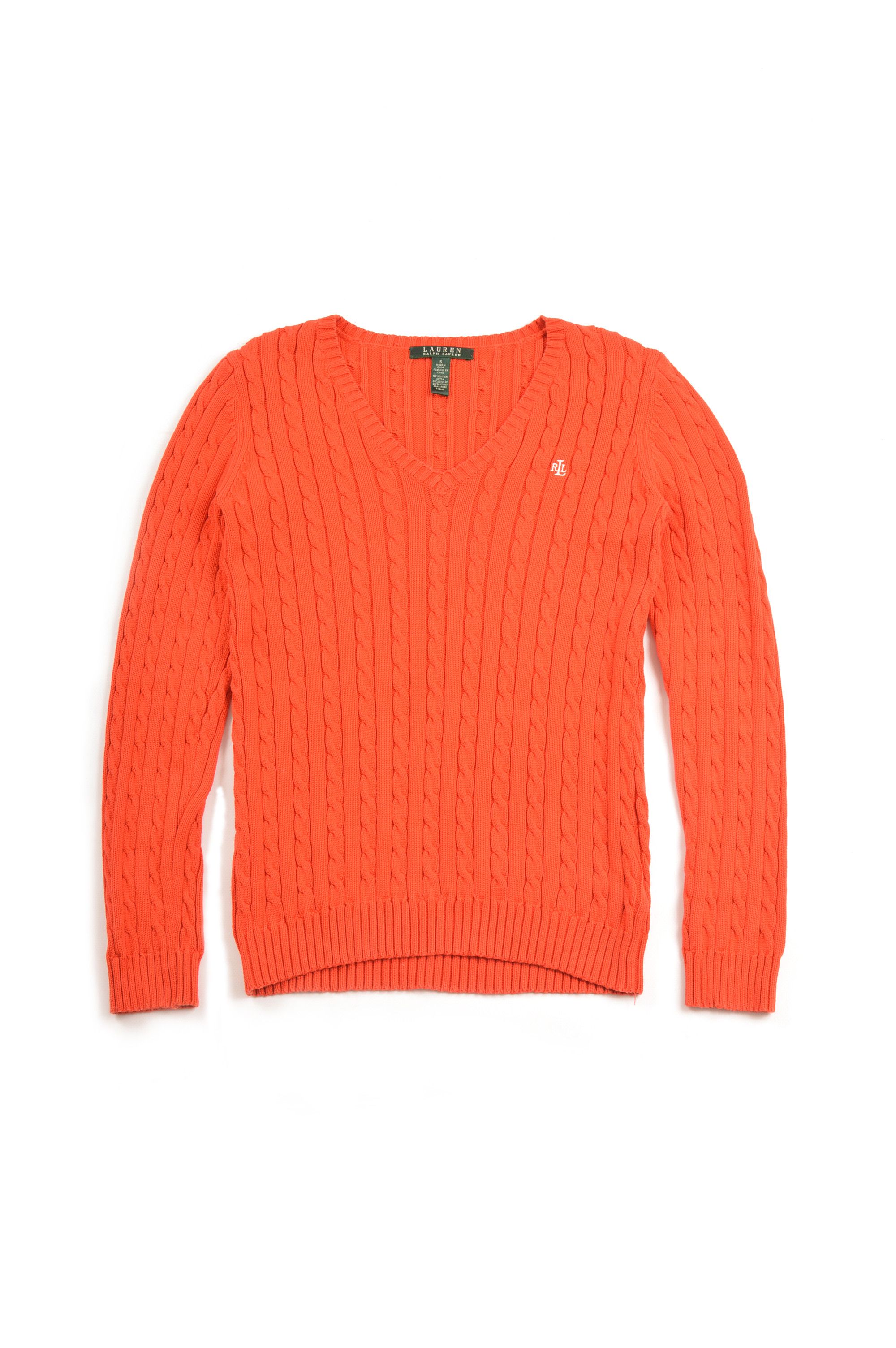 Polo Ralph Lauren LRL Lauren Ralph Lauren Cable Knit Orange Sweater ...