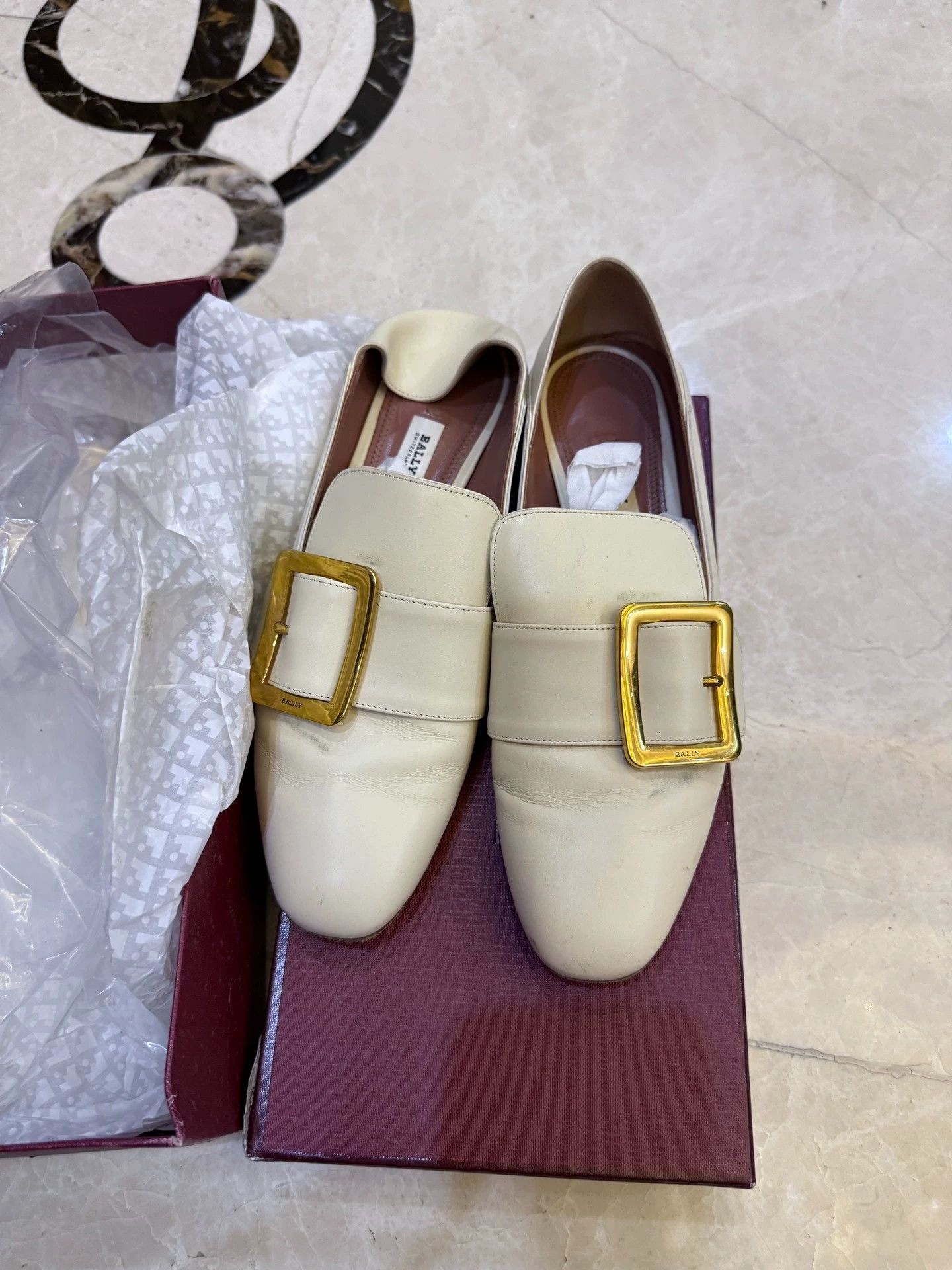 Bally Bally White Square Buckle Loafer 39 EU Authentic With Box Size US 8.5 / IT 38.5 - 1 Thumbnail