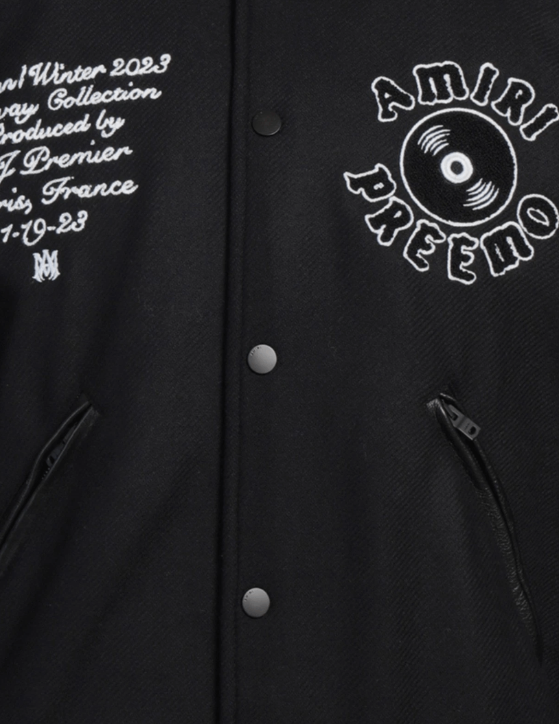 Amiri Amiri DJ Preemo Leather Sleeve Wool Black Varsity Jacket Size US XL / EU 56 / 4 - 3 Thumbnail