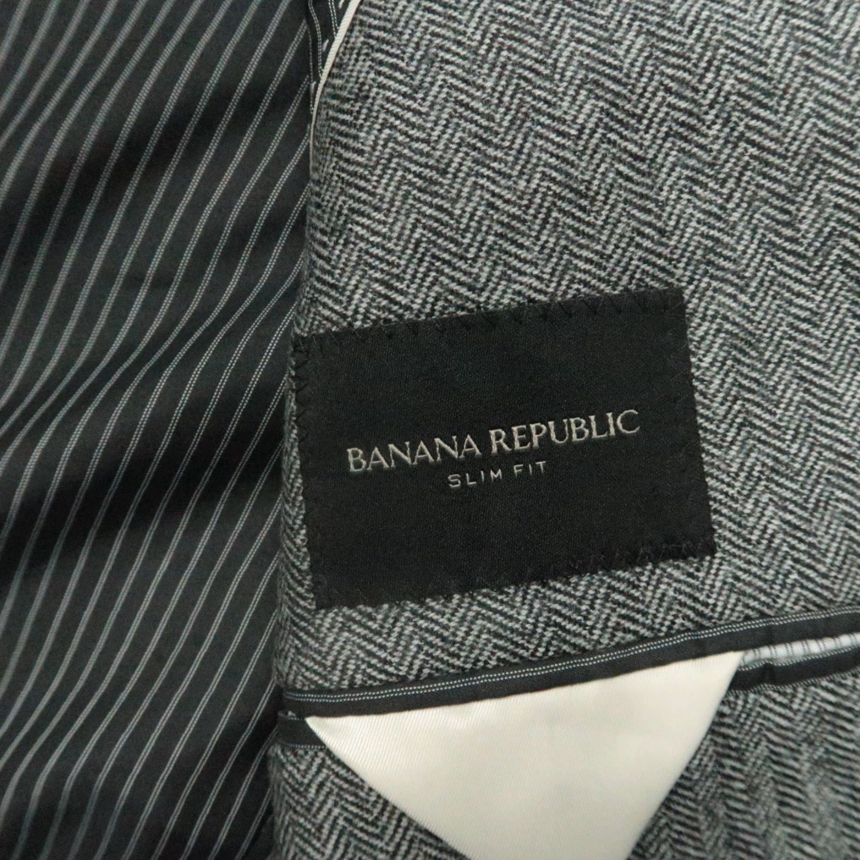 Banana Republic VINTAGE Banana Republic Blazer Mens 40R Gray Herringbone Marzotto Wool Slim Sport Coat Size 40R - 6 Thumbnail