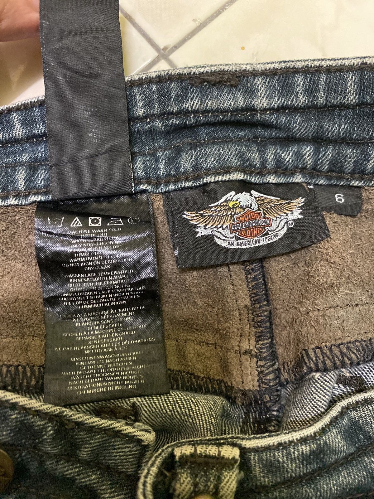 Harley Davidson Flared HARLEY DAVIDSON Leather Boot Cut Denim Jeans Size US 29 - 21 Thumbnail