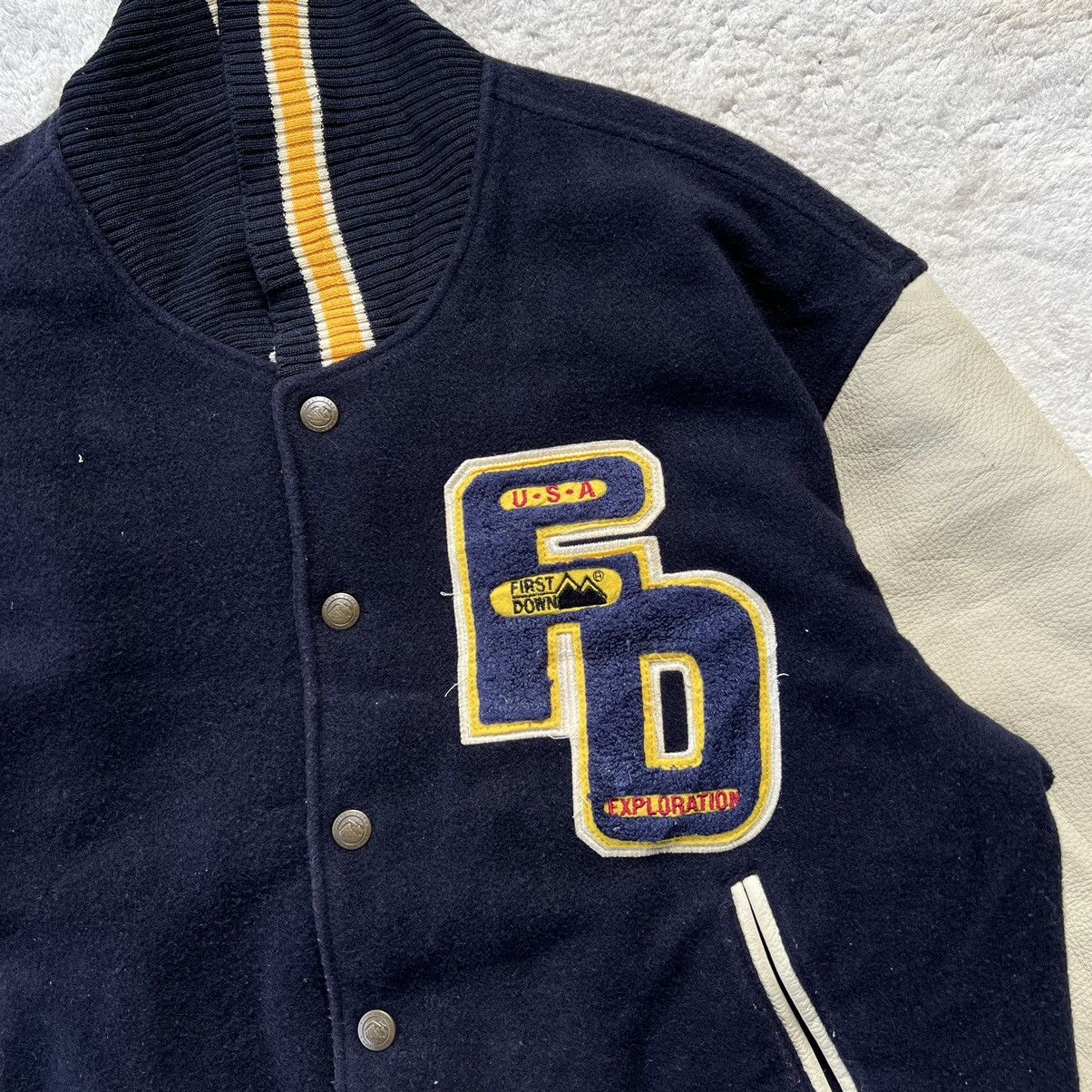 Vintage Varsity Jacket Leather FIRST DOWN BIG SPELLOUT Size US M / EU 48-50 / 2 - 9 Thumbnail