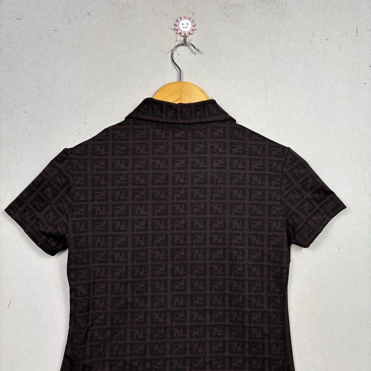 Fendi Vintage Fendi Mare Zucca Monogram Polo Shirt Brown IT40 Size S / US 4 / IT 40 - 4 Thumbnail