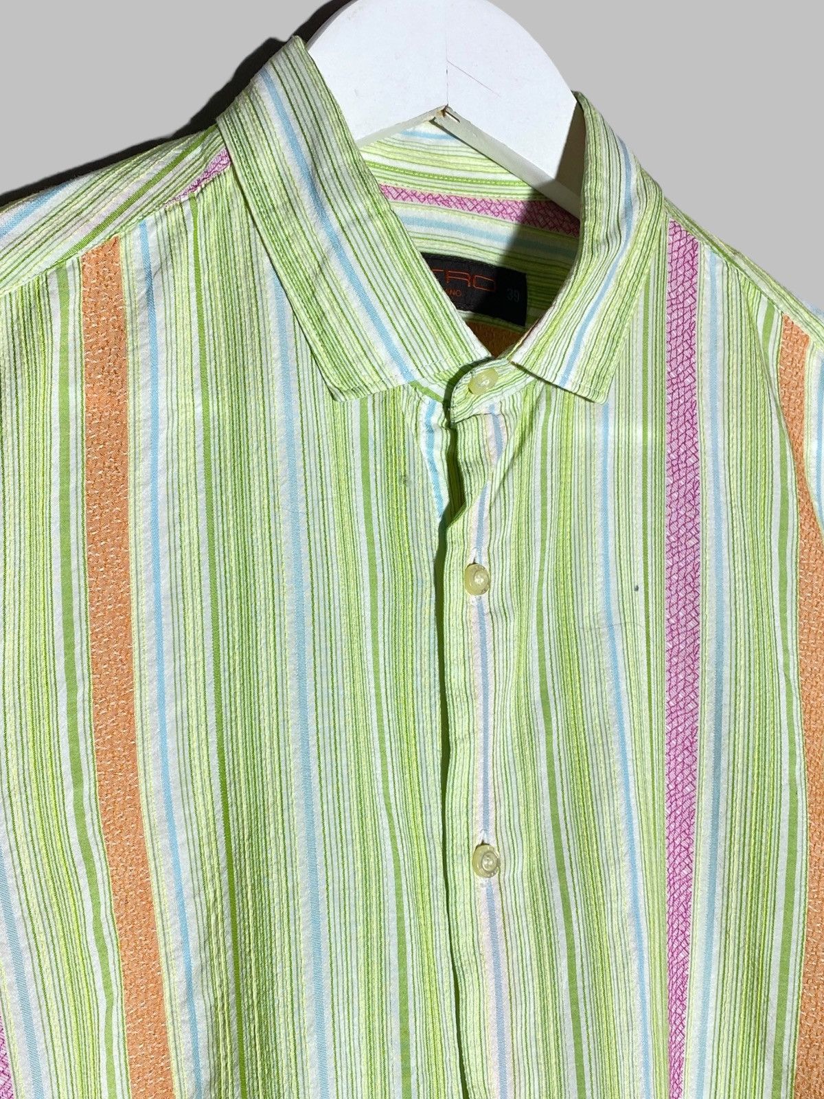 Etro 🔥 ETRO MILANO MULTICOLOR TEXTURED STRIPE PATTERN SHIRT Size US M / EU 48-50 / 2 - 3 Thumbnail