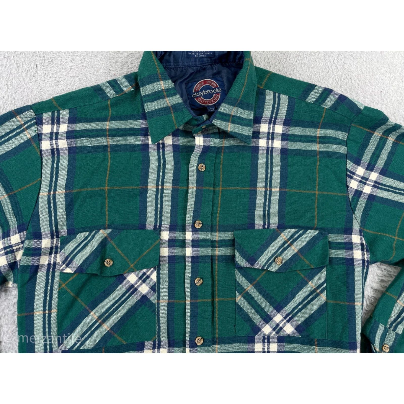 Vintage VINTAGE Claybrooke Shirt Mens Large Green Plaid 100% Acrylic Flannel Button Up Casual Workwear Fall Winter Green Mens Plaid Shirt Size US L / EU 52-54 / 3 - 5 Thumbnail