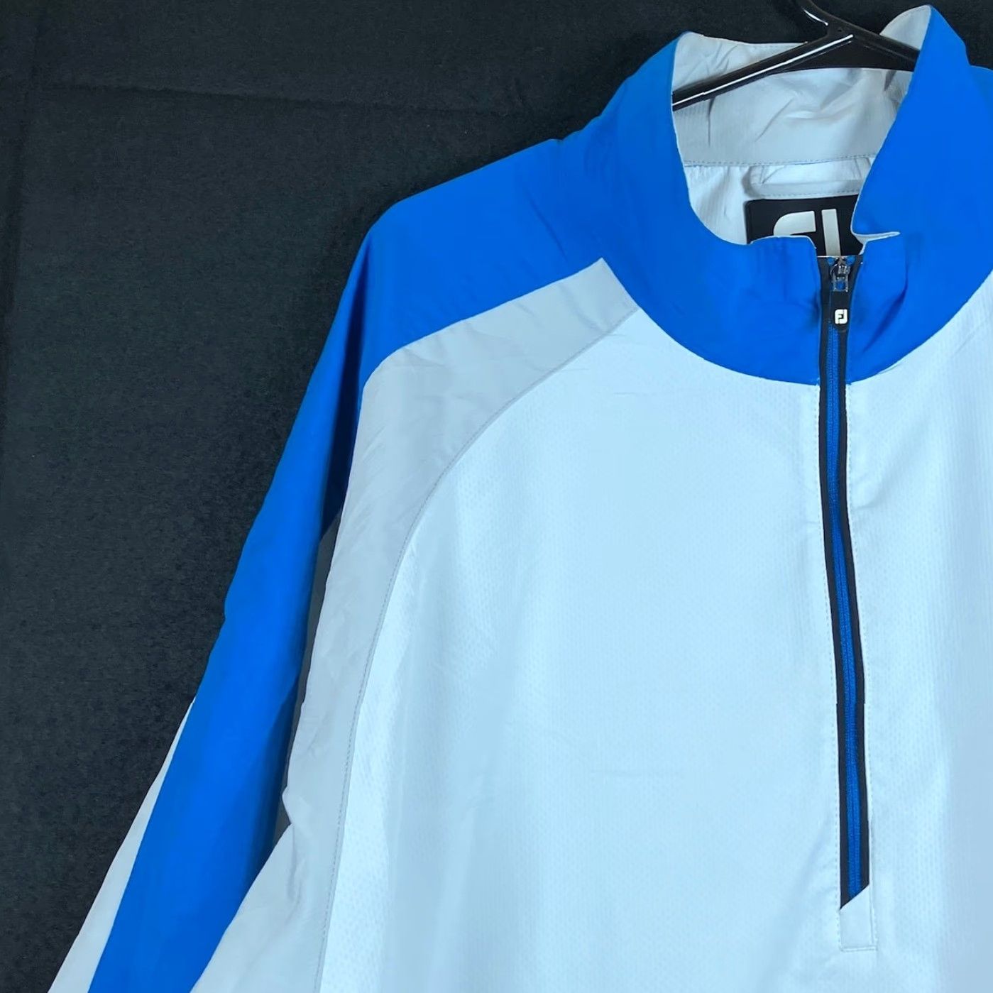 Footjoy FootJoy FJ Mens Jacket Gray Blue Windbreaker 1/4 Zip Short Sleeve Large Mid-Length Zip Coat Winter Spring Fall Mens Size US 33 - 4 Thumbnail