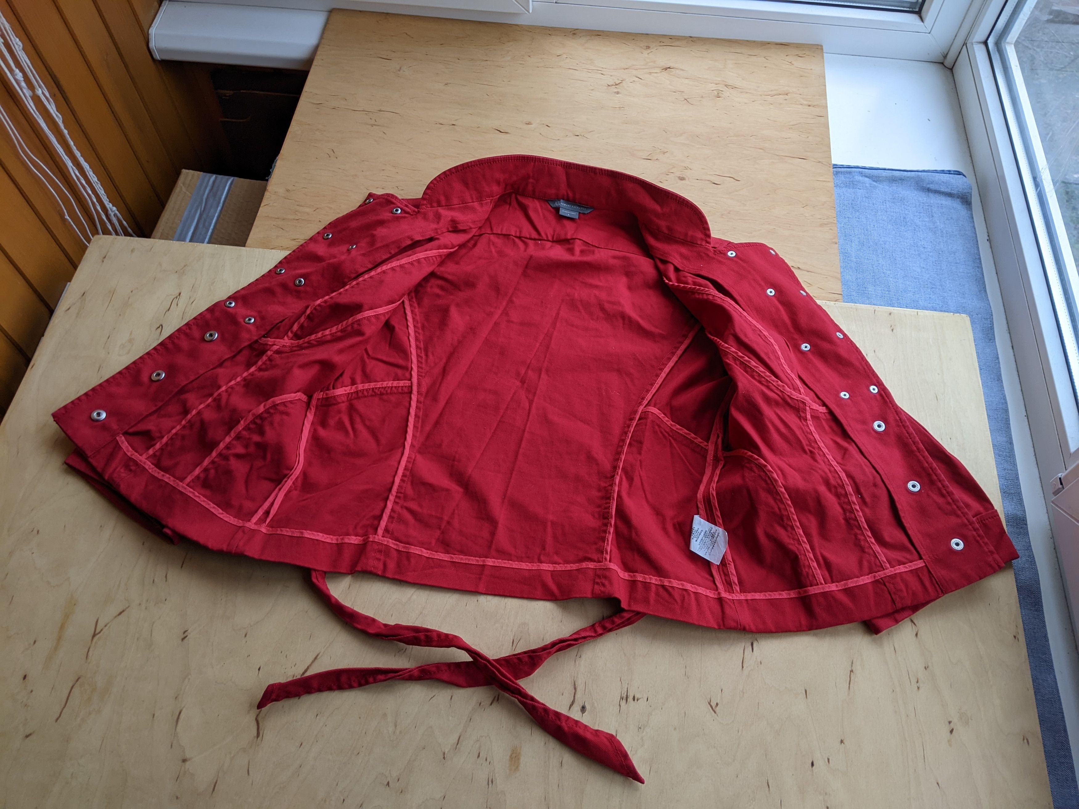 Armani Armani Exchage Red Denim Jacket Kimono Blazer Rundholz Dip Size L / US 10 / IT 46 - 6 Thumbnail