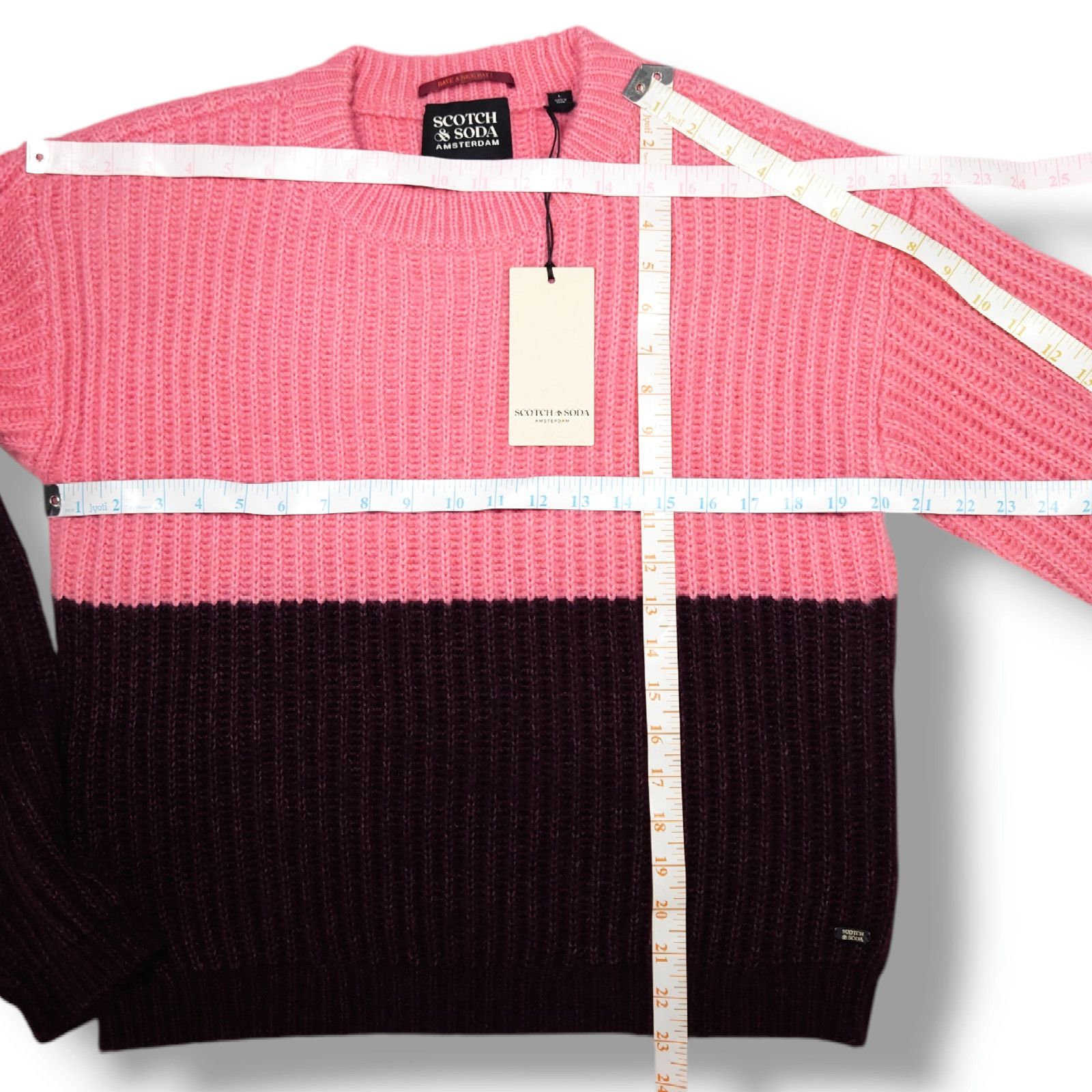 Scotch & Soda NWT Scotch & Soda Color Block Sweater Sz. L Pink Burgundy Size L / US 10 / IT 46 - 7 Thumbnail
