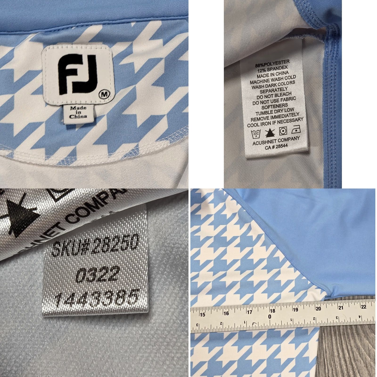 Footjoy FootJoy Women's Full Zip Golf Jacket M Light Blue White Houndstooth Grandover Shirt Golf Womens M Light Blue White Houndstooth Grandover Size M / US 6-8 / IT 42-44 - 9 Thumbnail