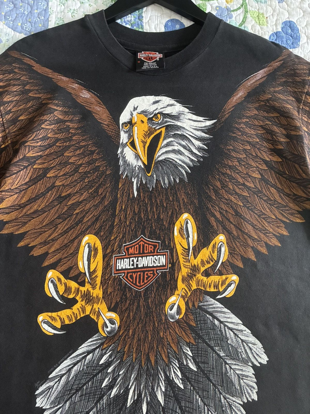 Harley Davidson Rare Vintage 1993 Harley-Davidson Eagle (AOP) T-shirt Size US M / EU 48-50 / 2 - 3 Thumbnail