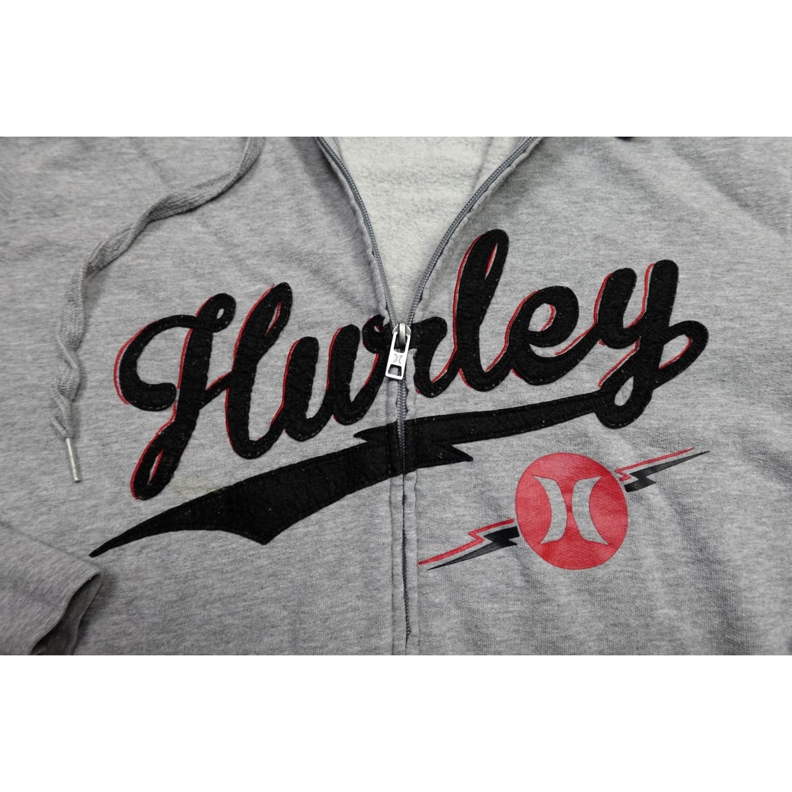 Hurley VINTAGE Hurley Hoodie Mens Large Gray Full Zip Script Logo Sweatshirt Skate Surf Size US L / EU 52-54 / 3 - 3 Thumbnail