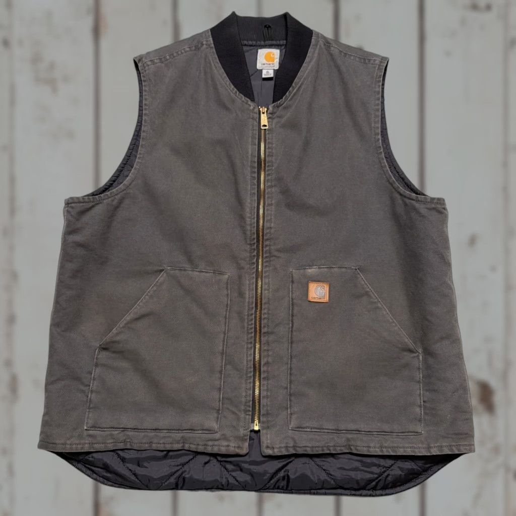 Carhartt VINTAGE Carhartt Vest Canvas Arctic Quilted Lined XL Tall Grey Charcoal Workwear Unisex Adults 90s Y2K Vintage City USA Size US XL / EU 56 / 4 - 1 Thumbnail