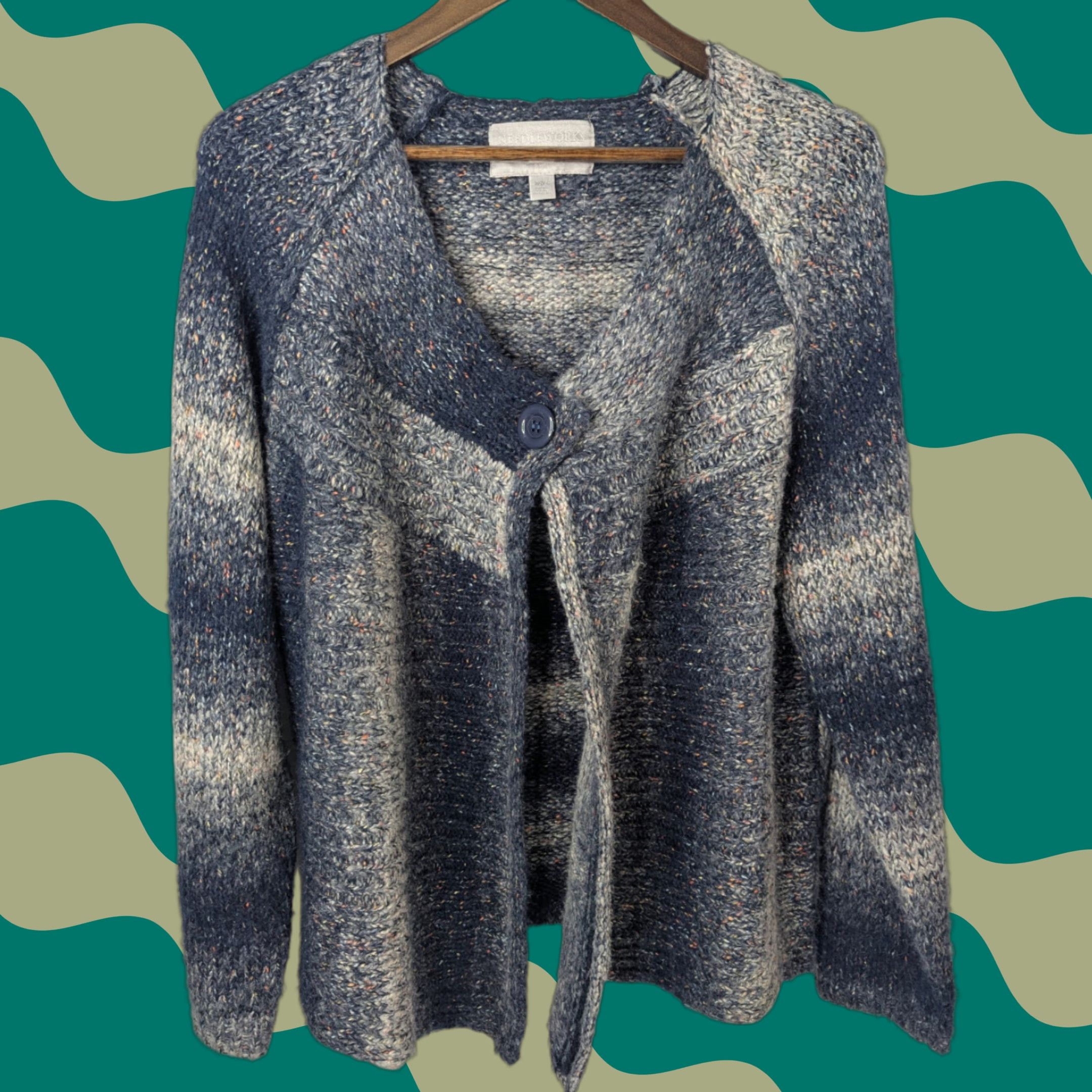 Avenue Avenue Cardigan Sweater One Button Plus Size 22/24 Navy Ombre Bohemian Classic Nature Outdoor Teacher Women Size 3XL / US 20-22 - 1 Thumbnail