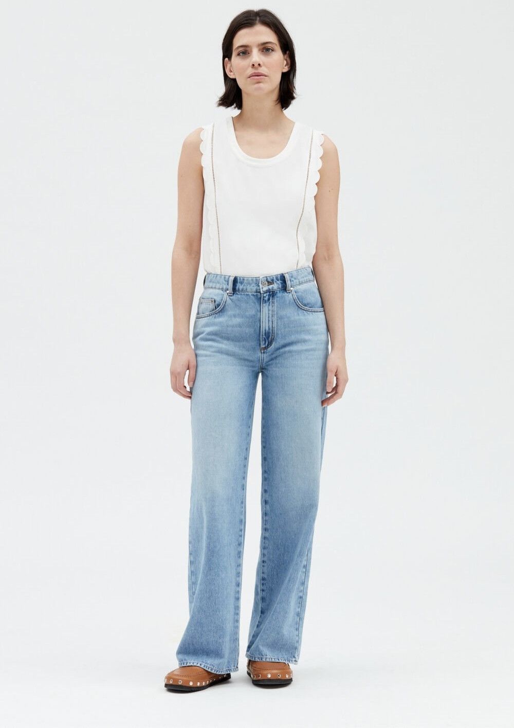 Other Top Claudie Pierlot in ecru with shaped inserts Size L / US 10 / IT 46 - 1 Thumbnail