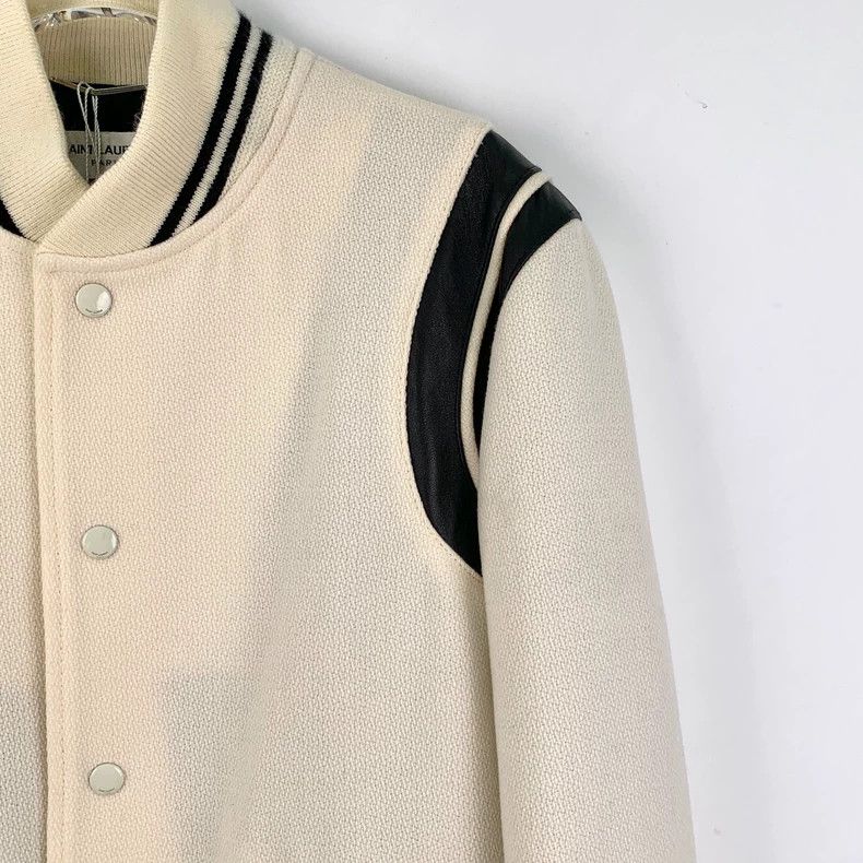 Saint Laurent Paris Saint Laurent Paris Off-white striped wool stand-up collar Size US S / EU 44-46 / 1 - 3 Thumbnail
