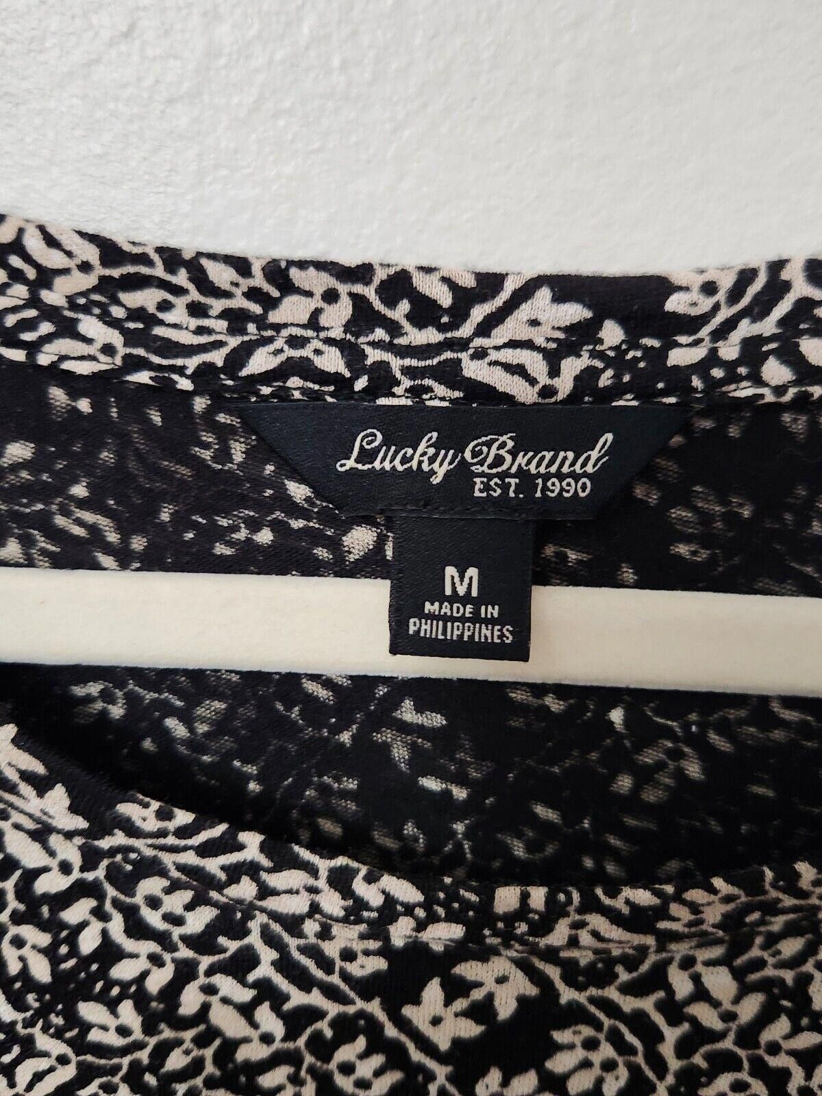 Lucky Brand Lucky Brand Top Medium Black White Paisley Long Sleeve Shirt Size M / US 6-8 / IT 42-44 - 3 Thumbnail